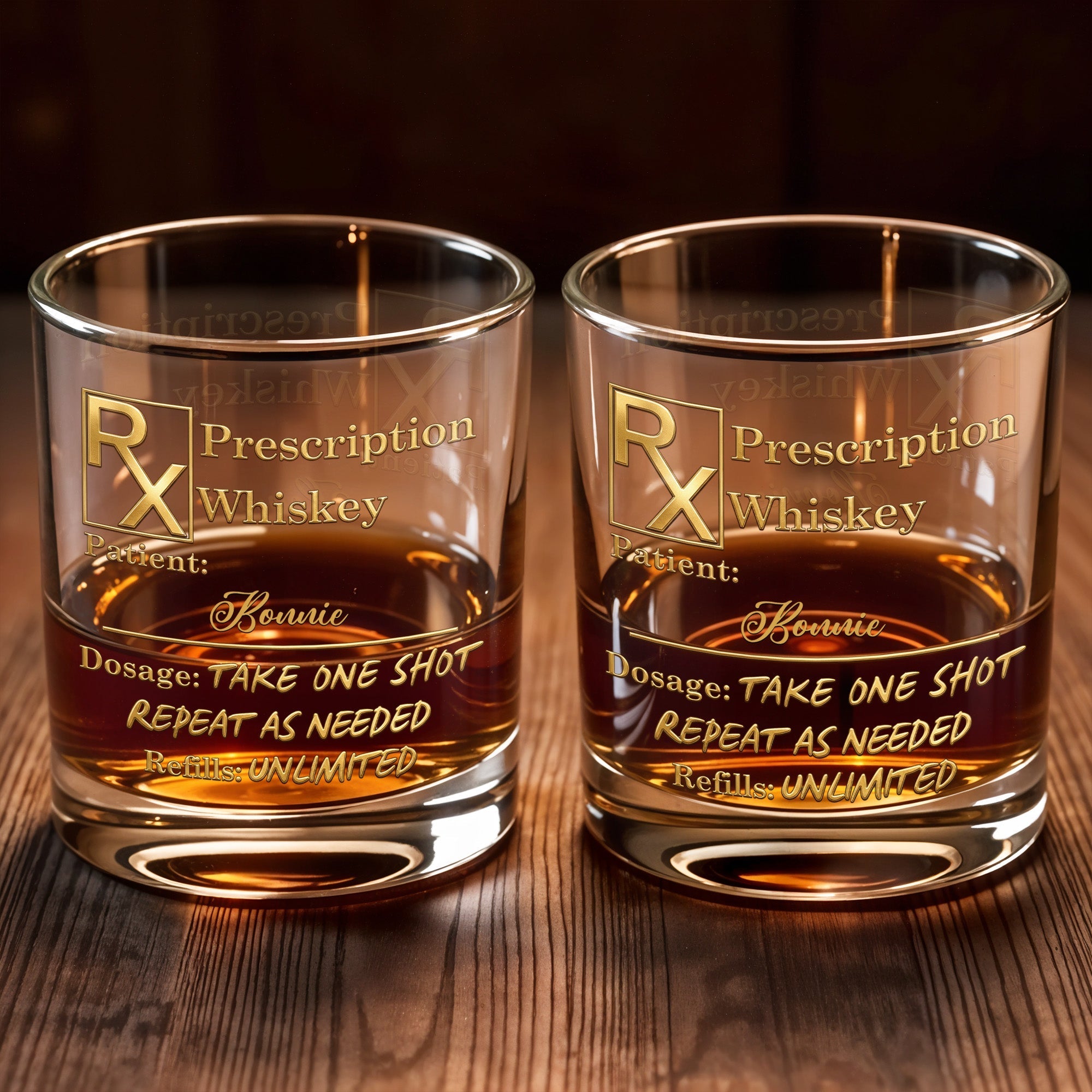 Personalized Custom Whiskey Glass Gift for Dad with RX Symbol