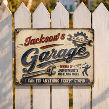 Load image into Gallery viewer, Personalized Garage Metal Sign Custom Name Gift for Dad
