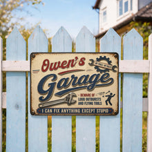 Load image into Gallery viewer, Personalized Garage Metal Sign Custom Name Gift for Dad
