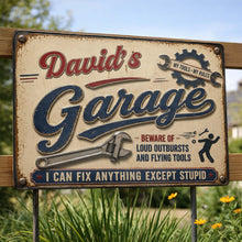 Load image into Gallery viewer, Personalized Garage Metal Sign Custom Name Gift for Dad
