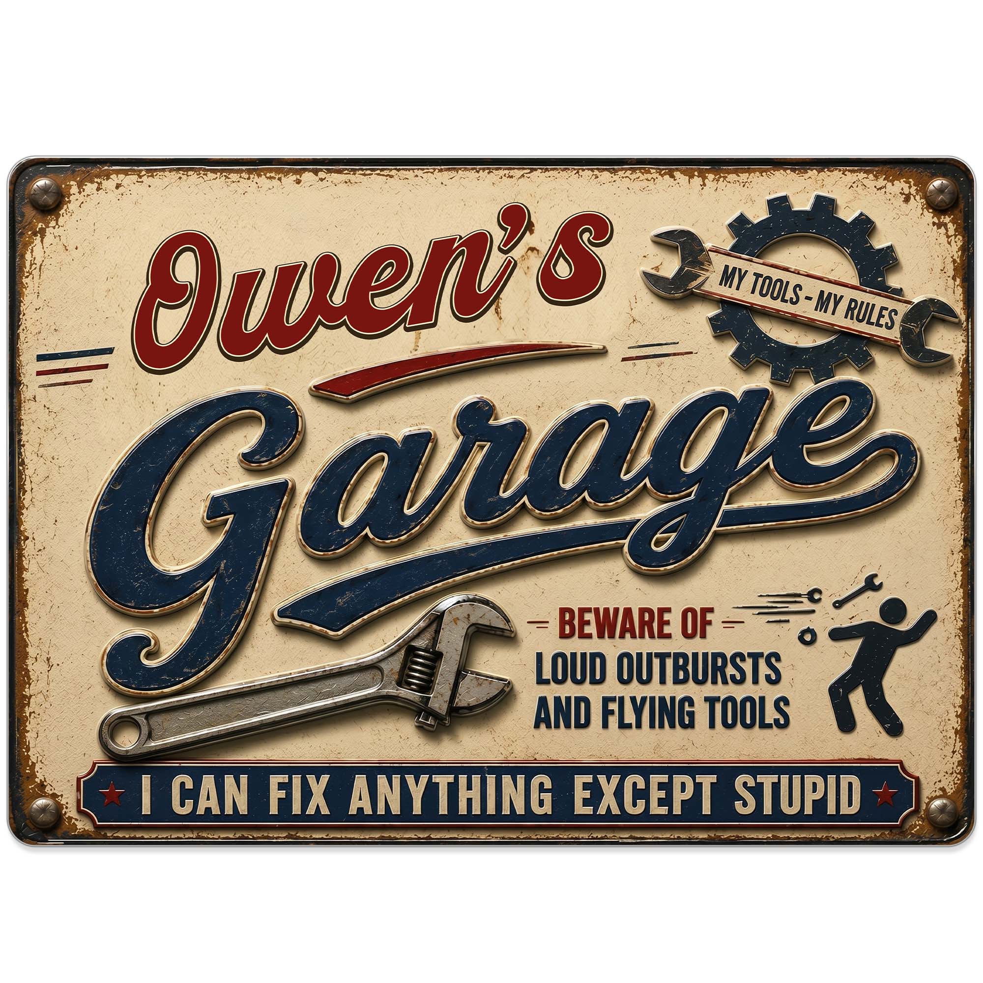 Personalized Garage Metal Sign Custom Name Gift for Dad