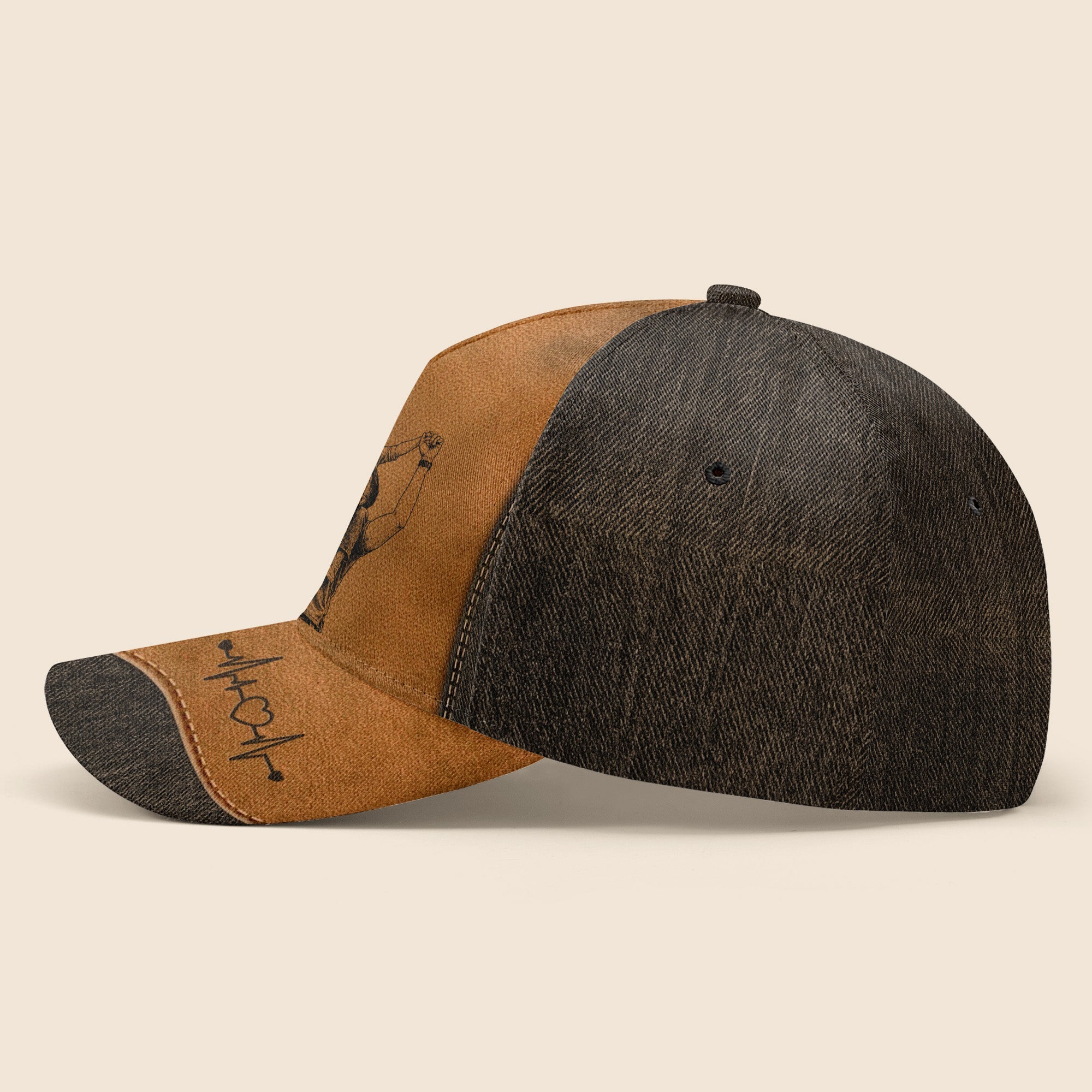 Personalized Classic Cap Best Dad Ever Heartbeat Gift for Dad