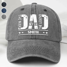 Load image into Gallery viewer, Personalized Washed Denim Cap for Dad Custom Name Gift
