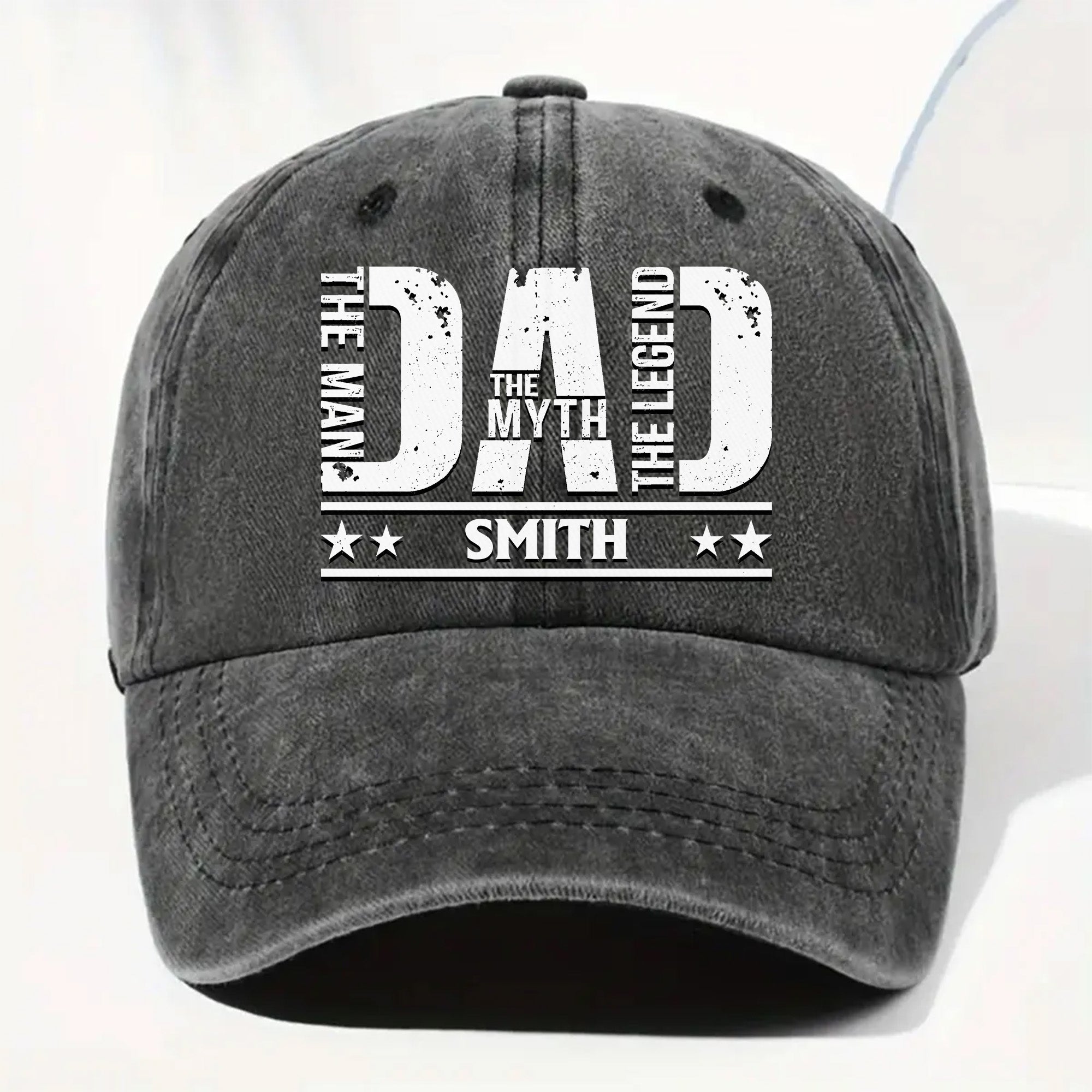 Personalized Washed Denim Cap for Dad Custom Name Gift