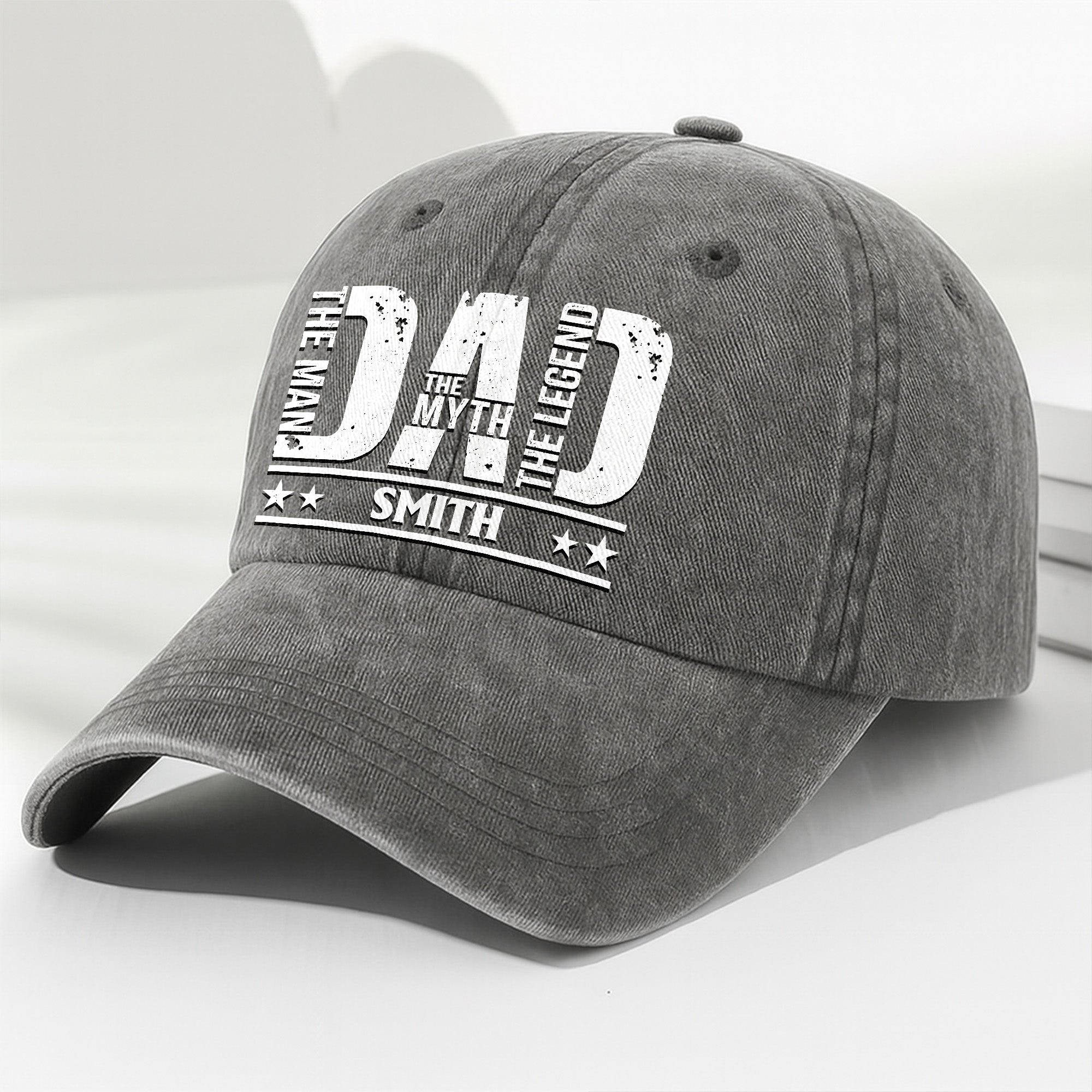 Personalized Washed Denim Cap for Dad Custom Name Gift