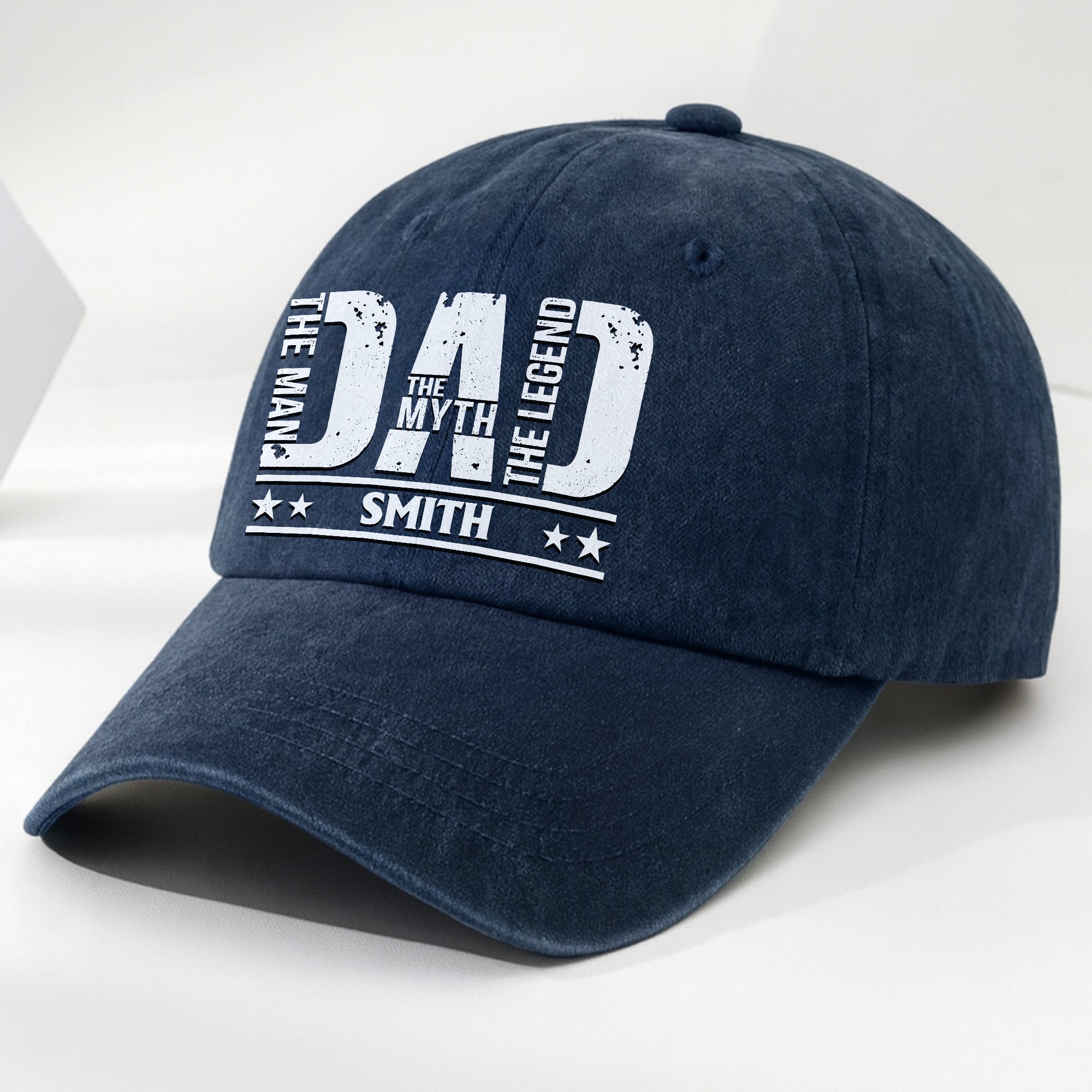 Personalized Washed Denim Cap for Dad Custom Name Gift