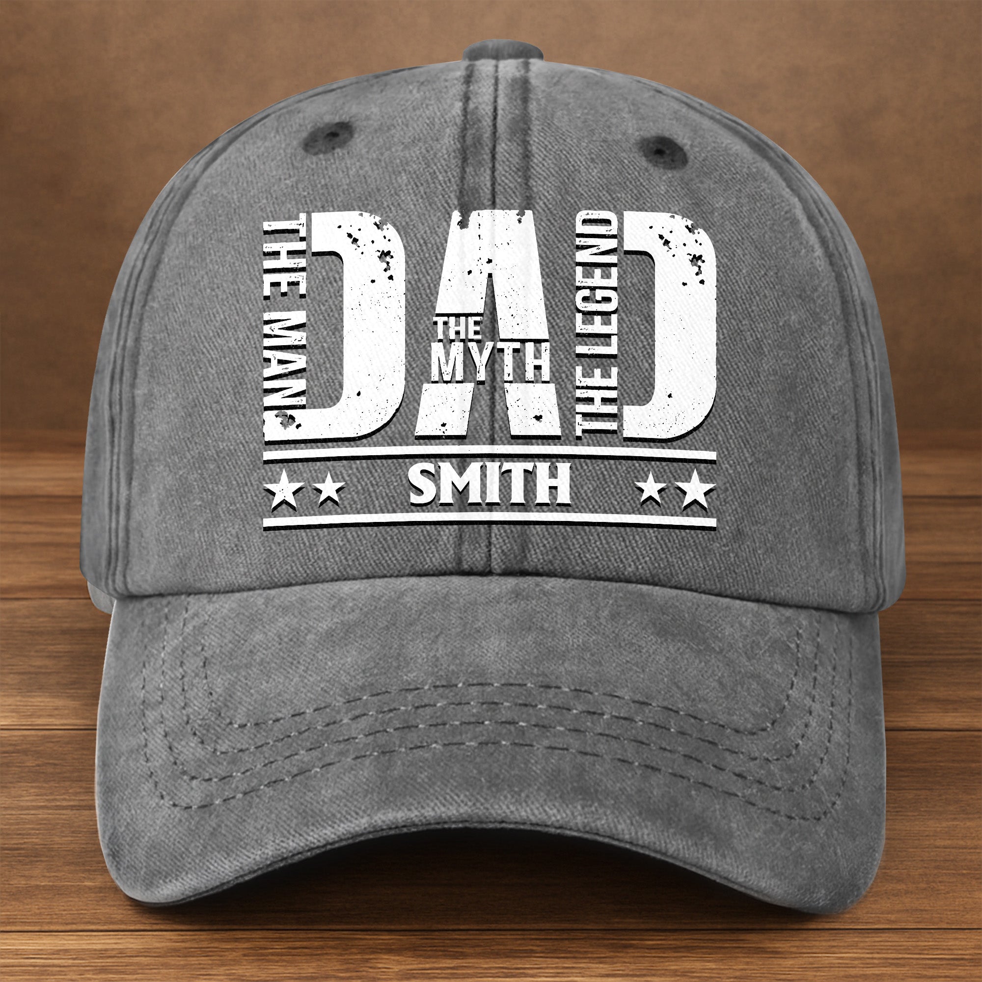 Personalized Washed Denim Cap for Dad Custom Name Gift
