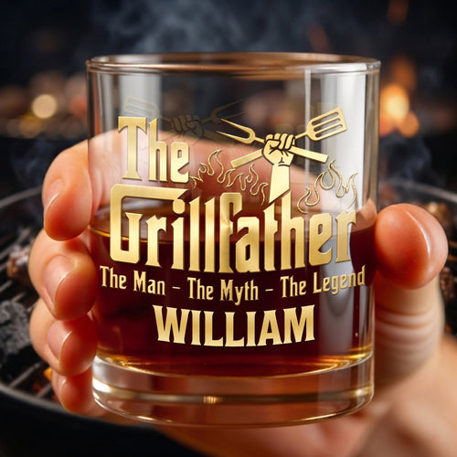 Personalized Whiskey Glass Custom Name for Dad Grill Lover Gift