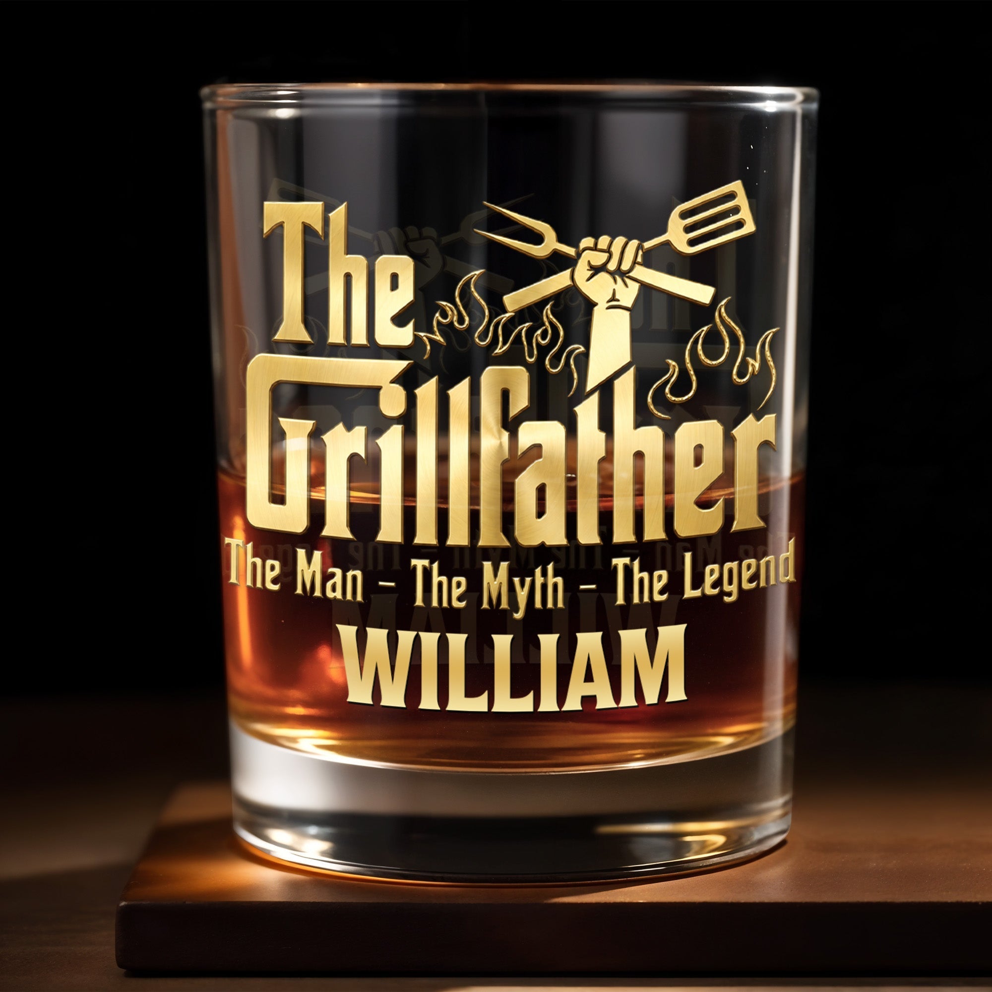 Personalized Whiskey Glass Custom Name for Dad Grill Lover Gift