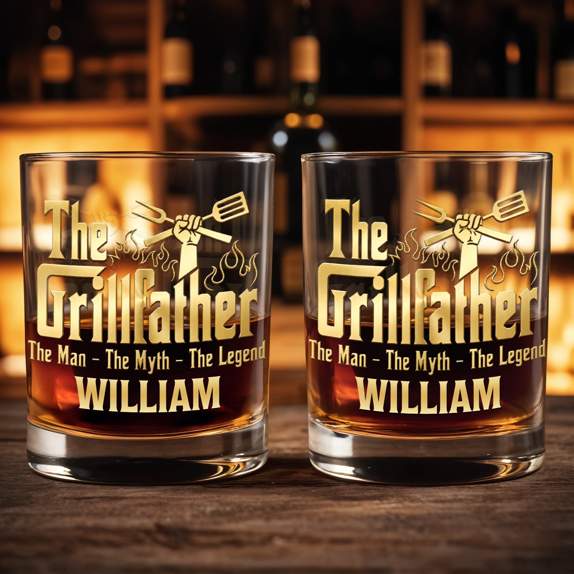 Personalized Whiskey Glass Custom Name for Dad Grill Lover Gift