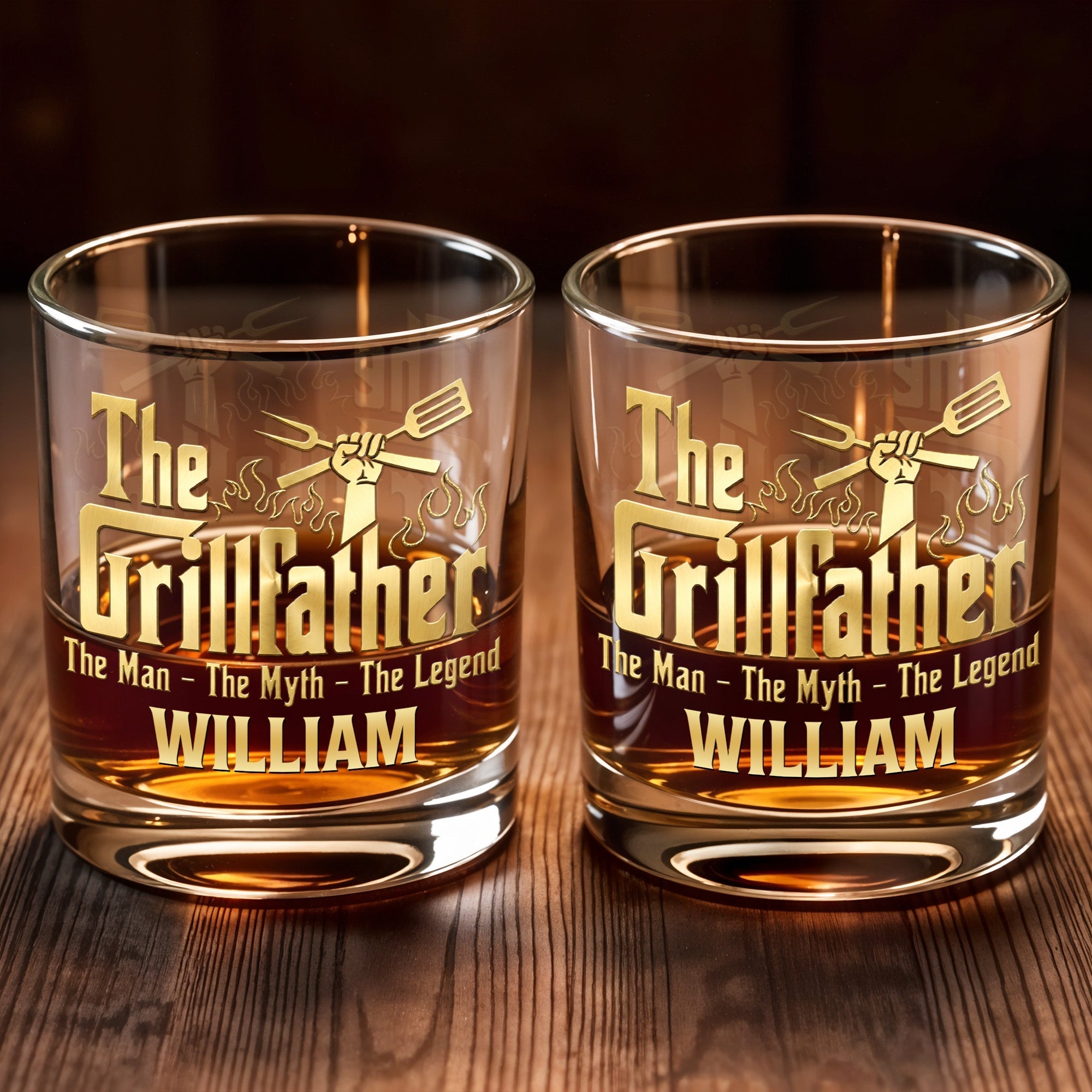 Personalized Whiskey Glass Custom Name for Dad Grill Lover Gift