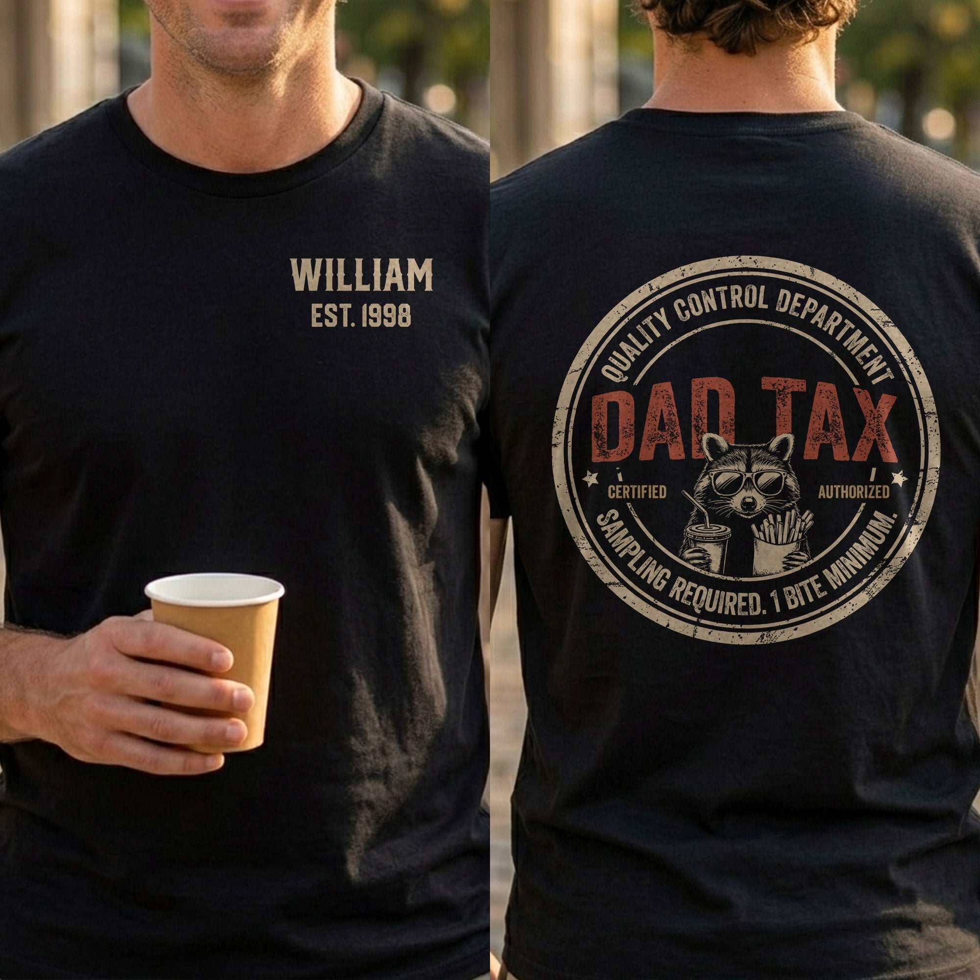 Personalized Custom T-Shirt for Dad with Raccoon & Fries