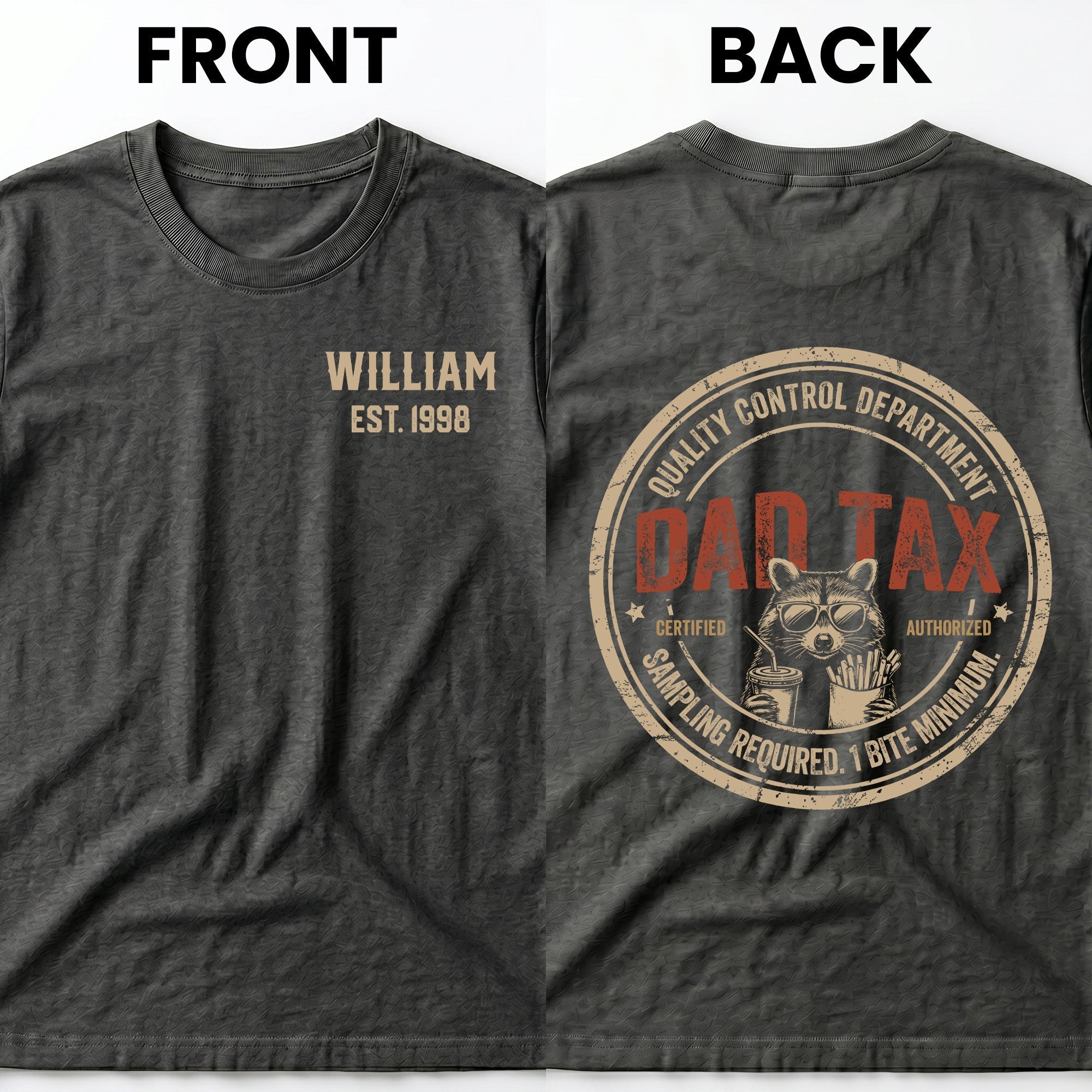 Personalized Custom T-Shirt for Dad with Raccoon & Fries