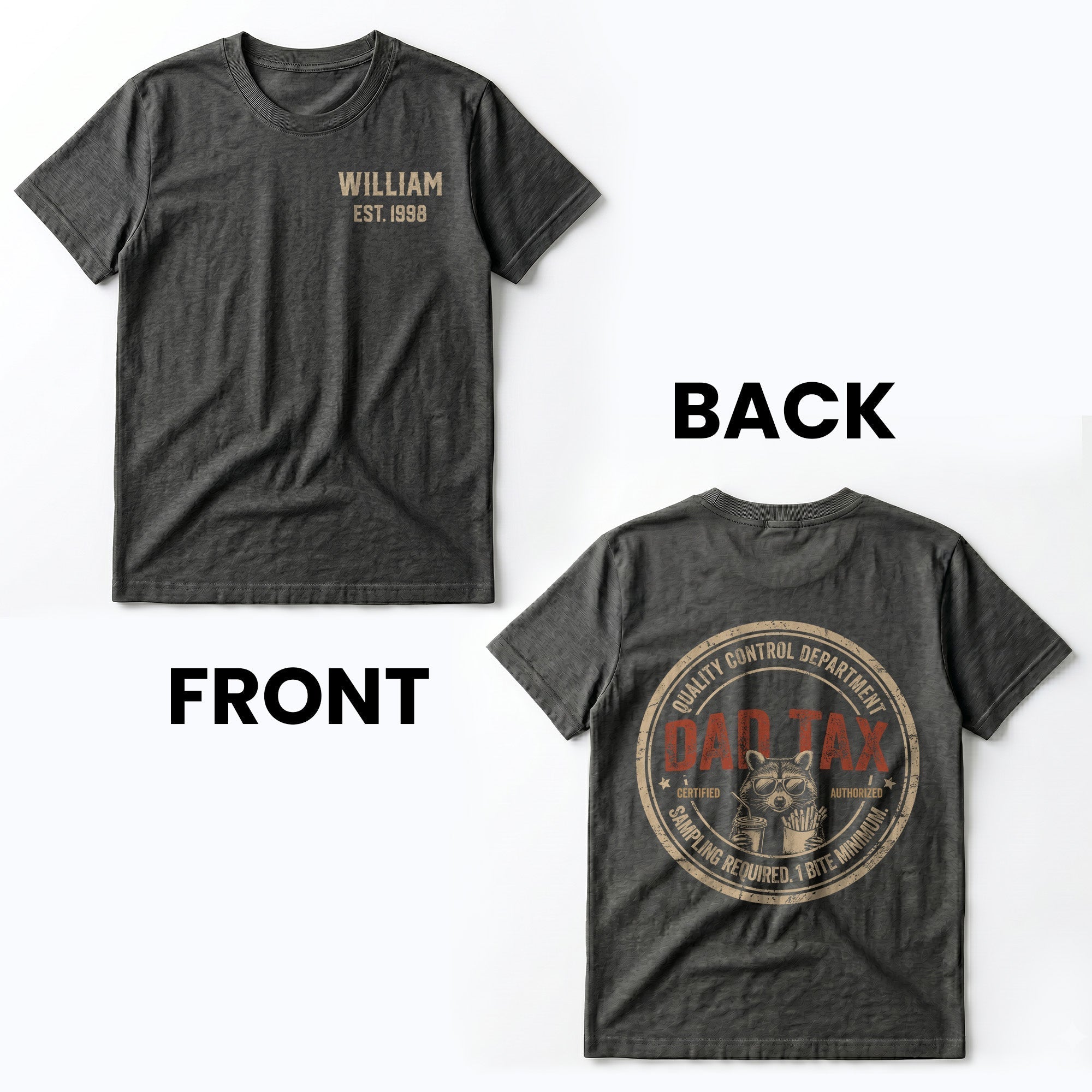 Personalized Custom T-Shirt for Dad with Raccoon & Fries