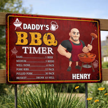 Load image into Gallery viewer, Personalized BBQ Timer Metal Sign Custom Name Gift for Dad
