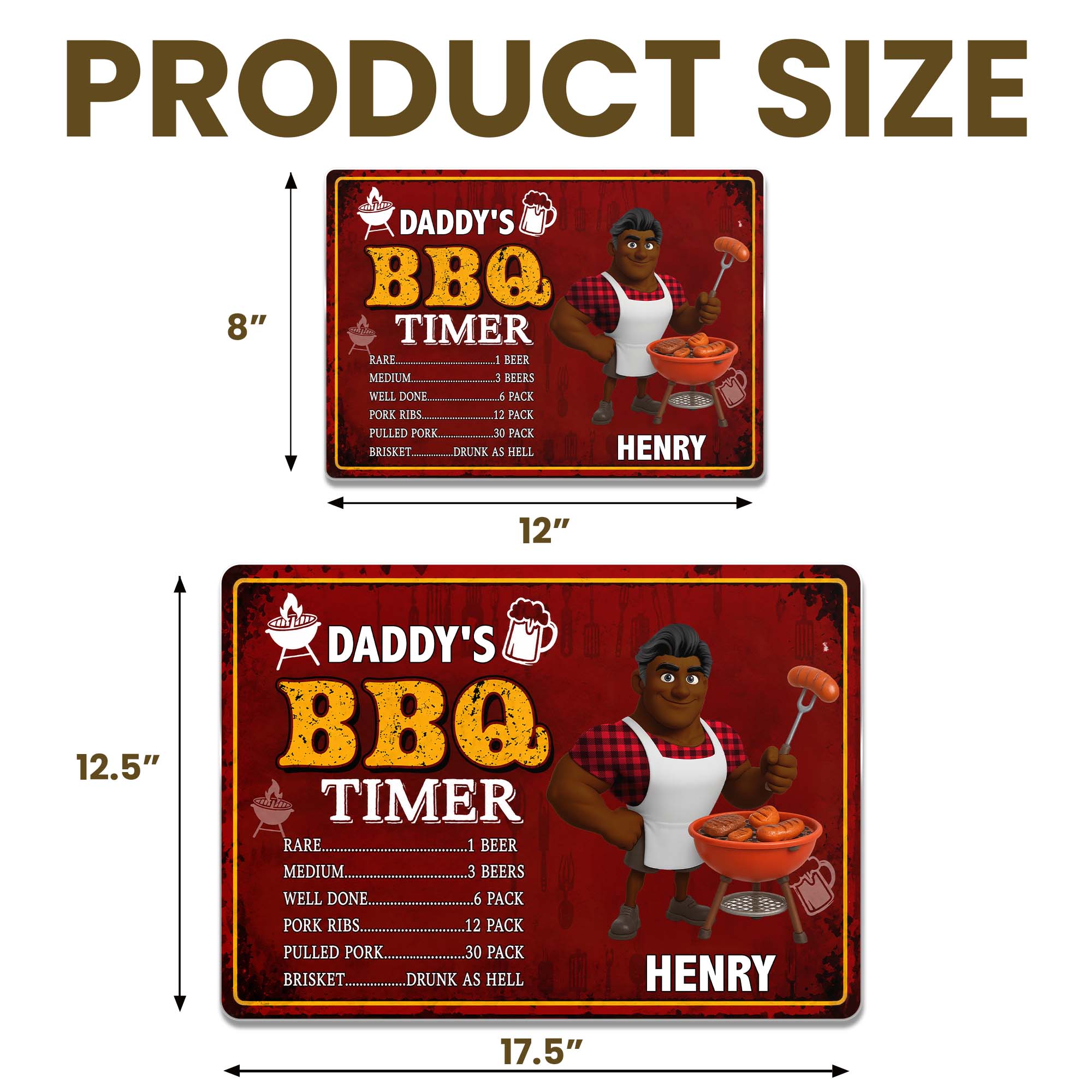 Personalized BBQ Timer Metal Sign Custom Name Gift for Dad