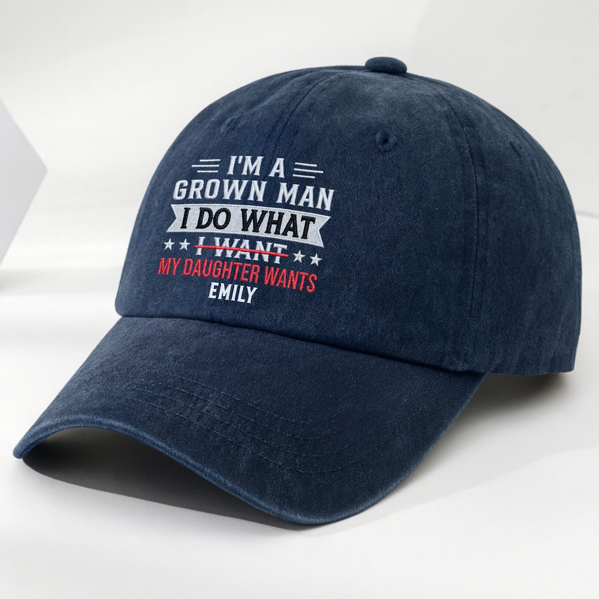 Personalized Washed Denim Cap Custom Message Gift for Dad