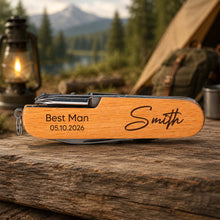 Load image into Gallery viewer, Personalized Engraved Wooden Multi Tool Custom Name Gift for Dad
