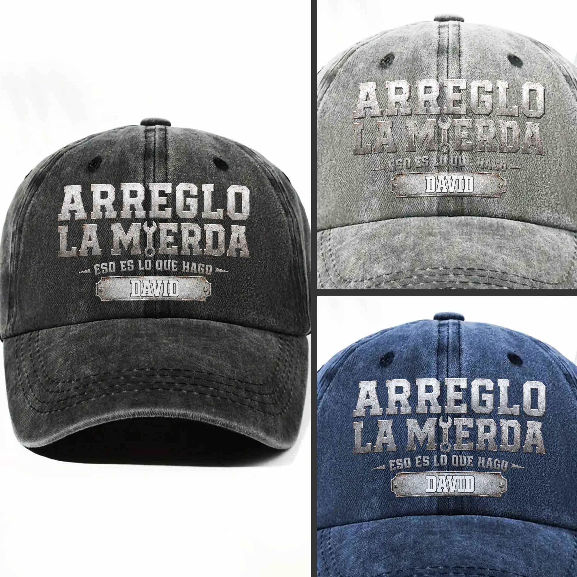 Personalized Washed Denim Cap Custom Name Gift for Dad