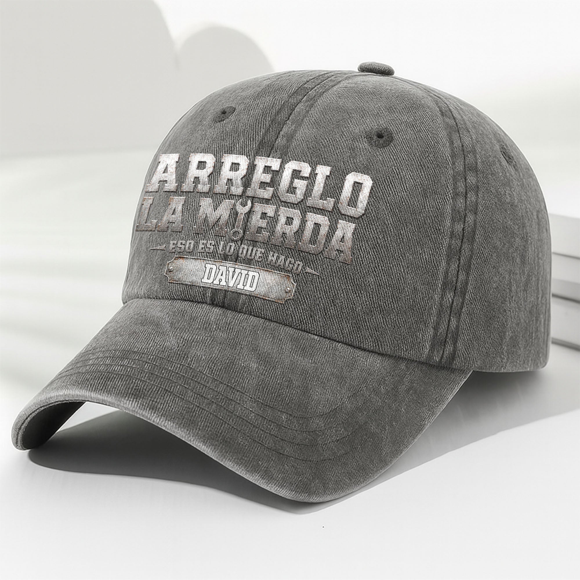Personalized Washed Denim Cap Custom Name Gift for Dad