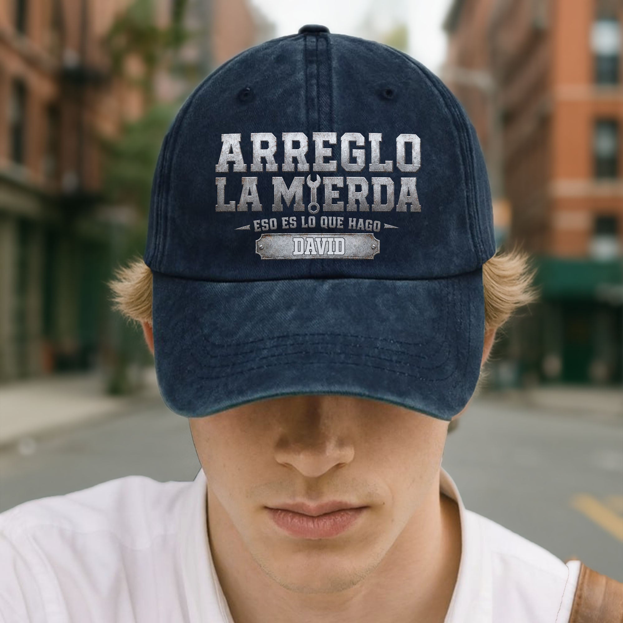 Personalized Washed Denim Cap Custom Name Gift for Dad