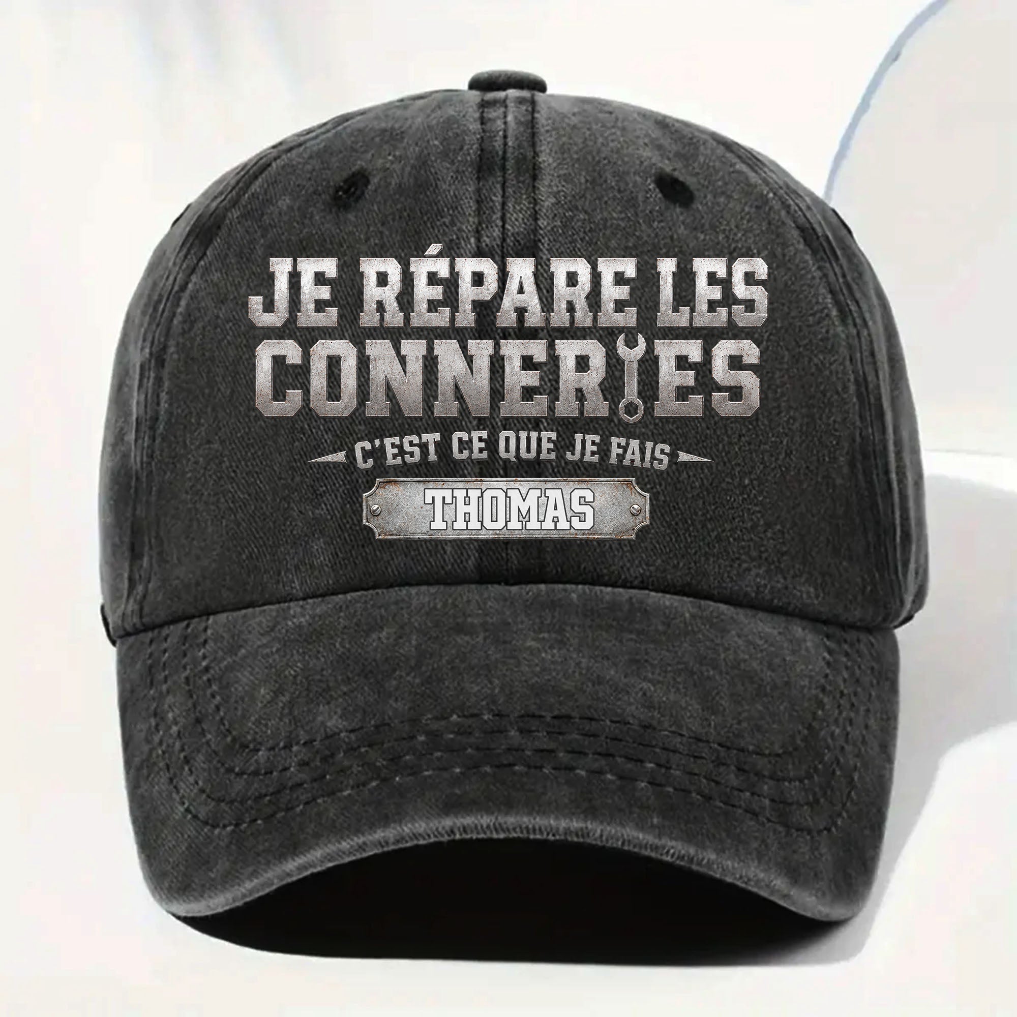 Personalized Washed Denim Cap Custom Dad Gift Idea French