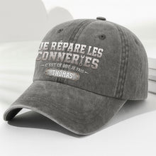 Load image into Gallery viewer, Personalized Washed Denim Cap Custom Dad Gift Idea French
