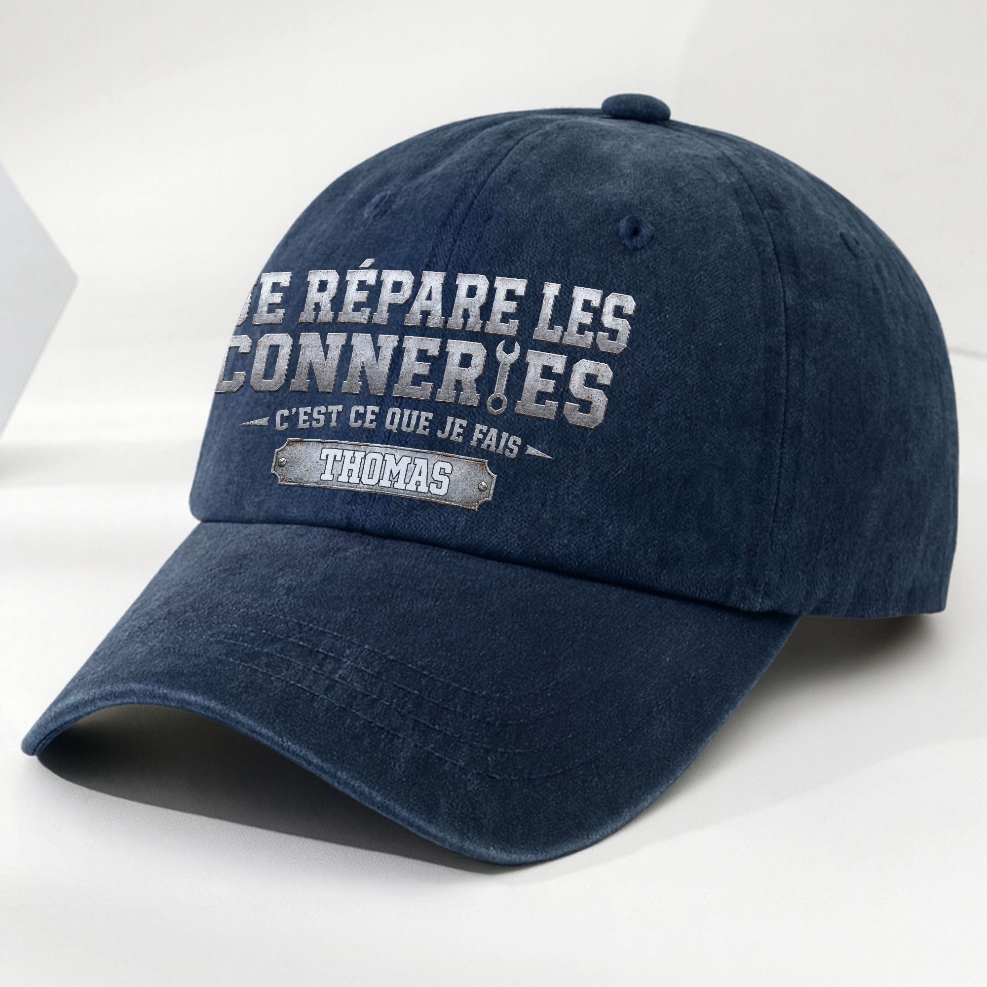 Personalized Washed Denim Cap Custom Dad Gift Idea French