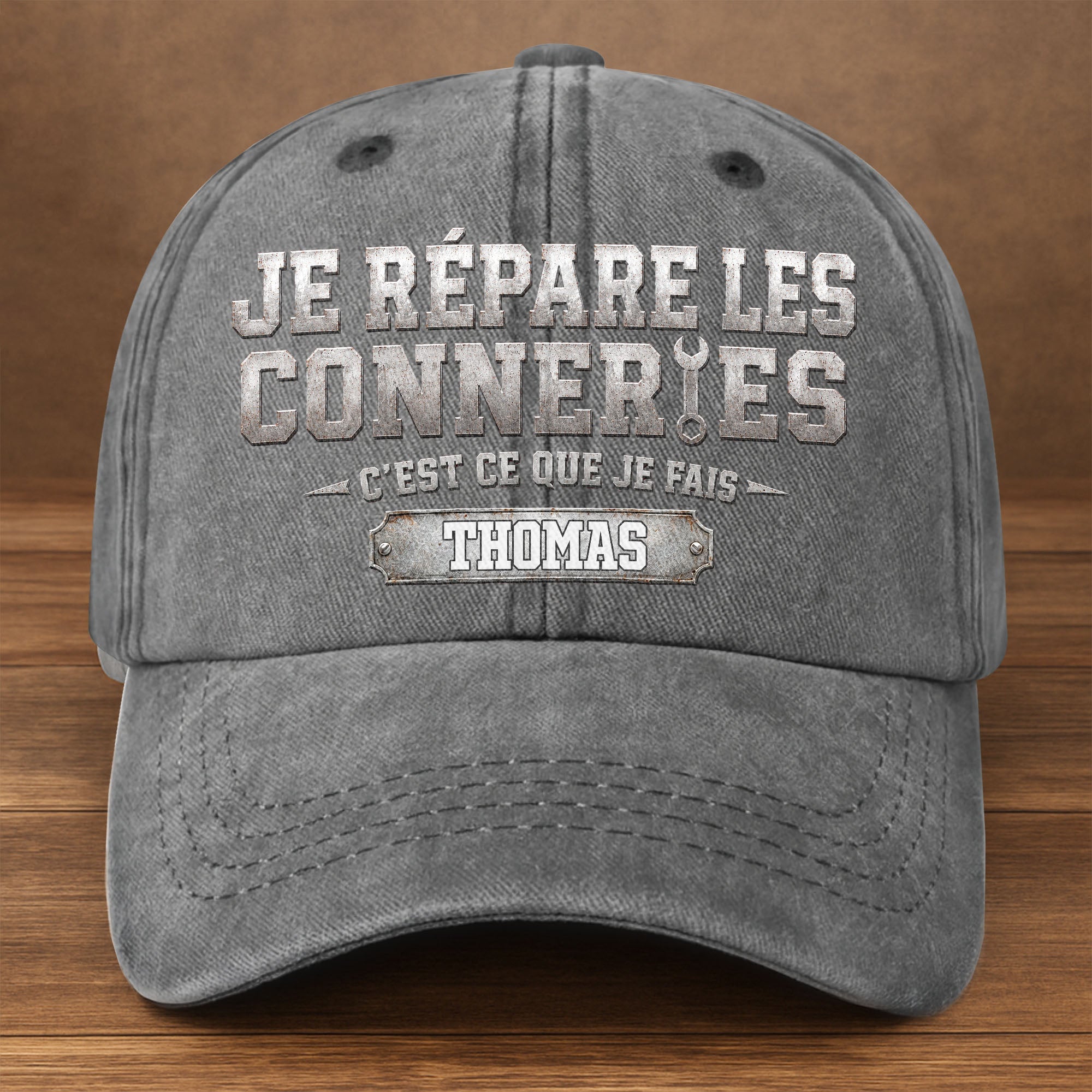 Personalized Washed Denim Cap Custom Dad Gift Idea French