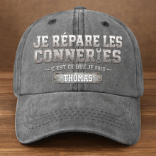 Load image into Gallery viewer, Personalized Washed Denim Cap Custom Dad Gift Idea French

