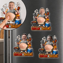 Load image into Gallery viewer, Personalized Squishy Acrylic Fridge Magnet for Dad - Funny BBQ Gift
