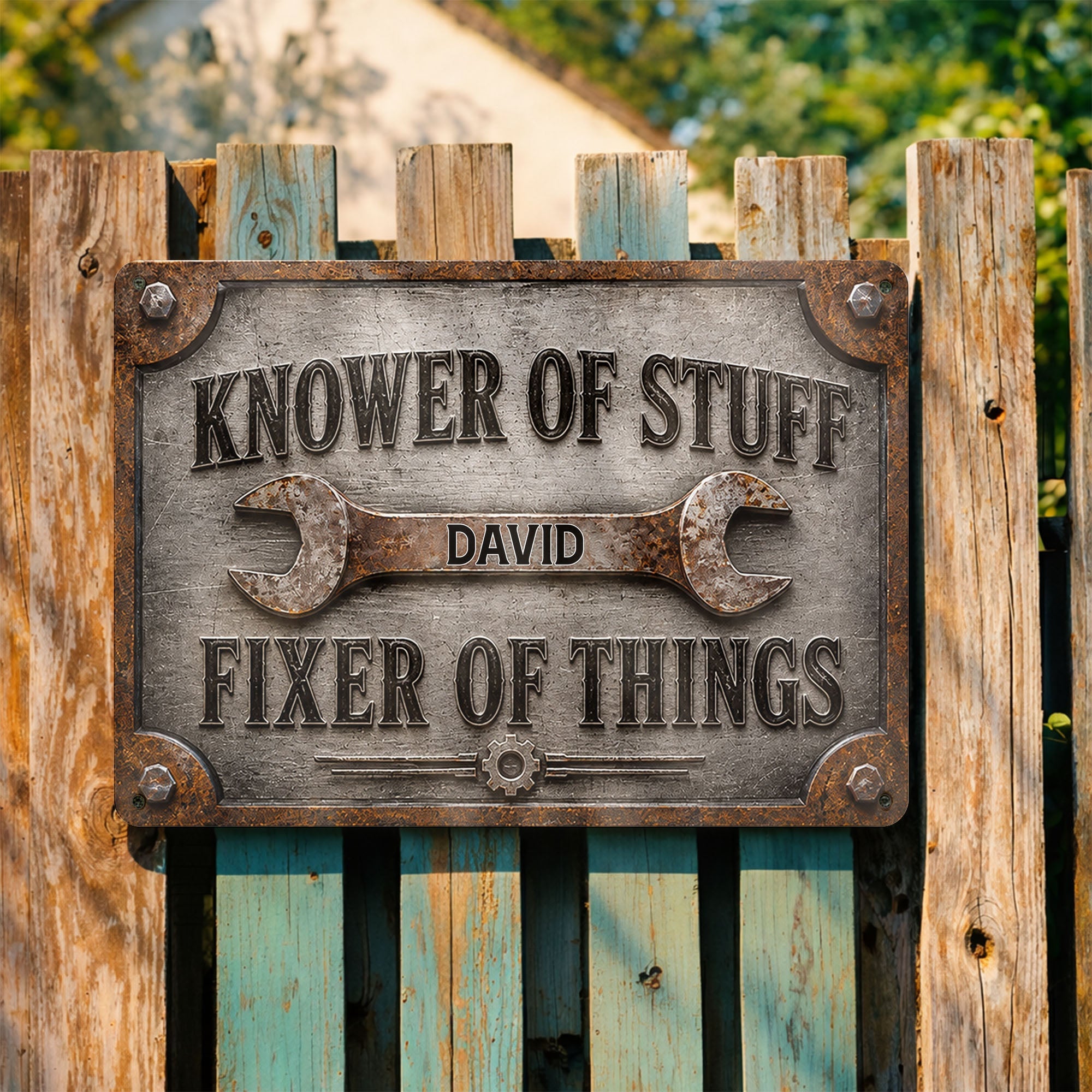 Personalized Metal Sign Custom Name Handyman Decor Gift for Dad