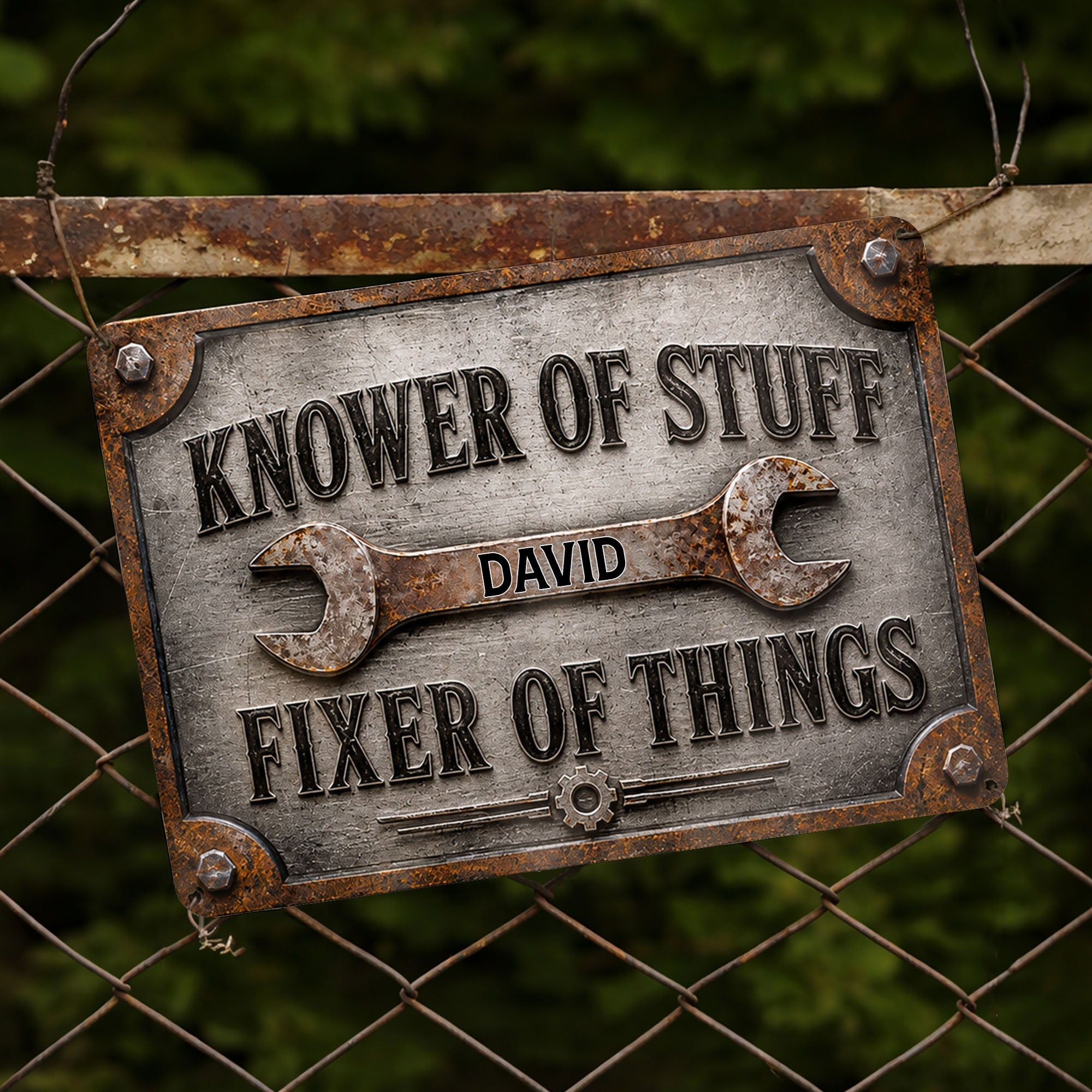 Personalized Metal Sign Custom Name Handyman Decor Gift for Dad