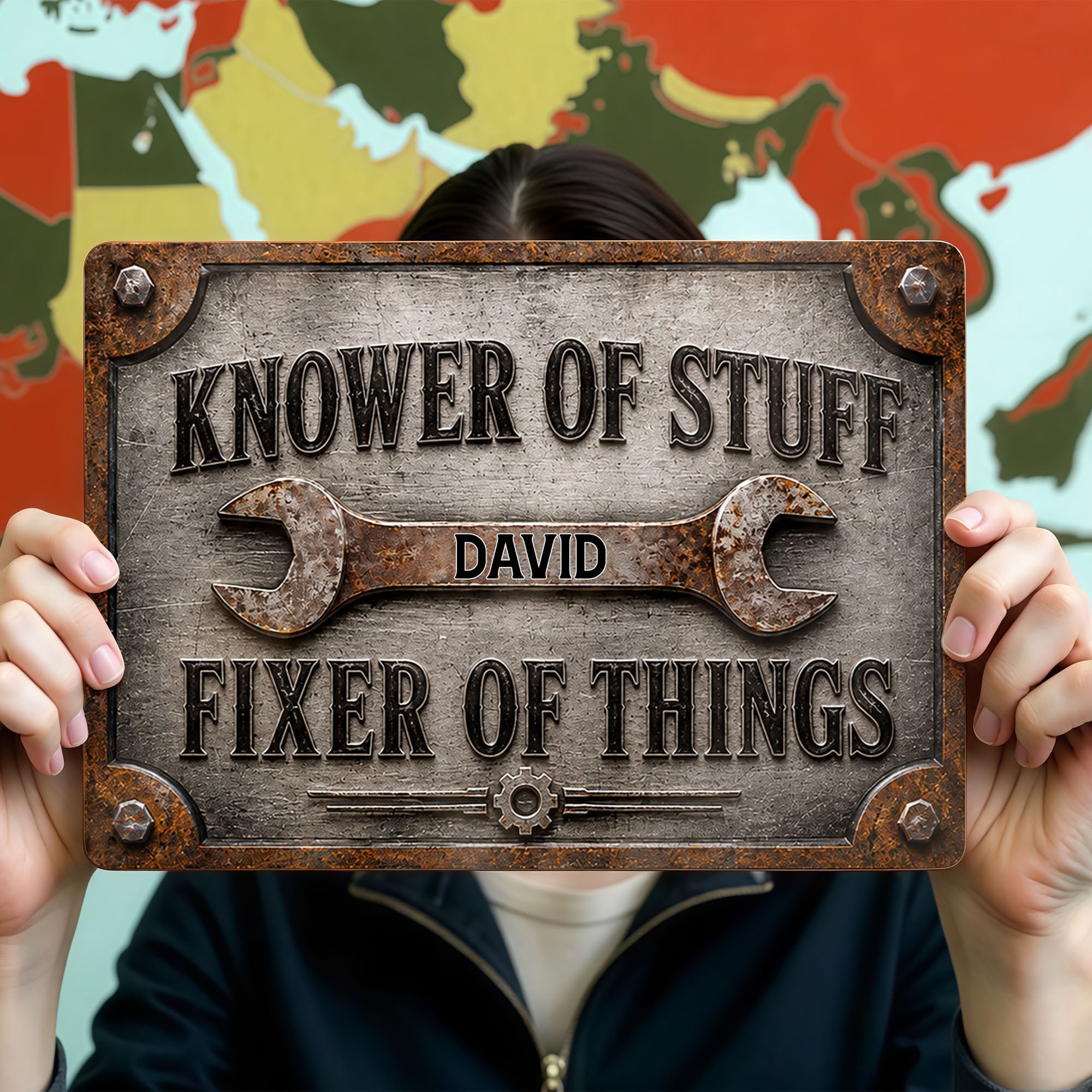 Personalized Metal Sign Custom Name Handyman Decor Gift for Dad