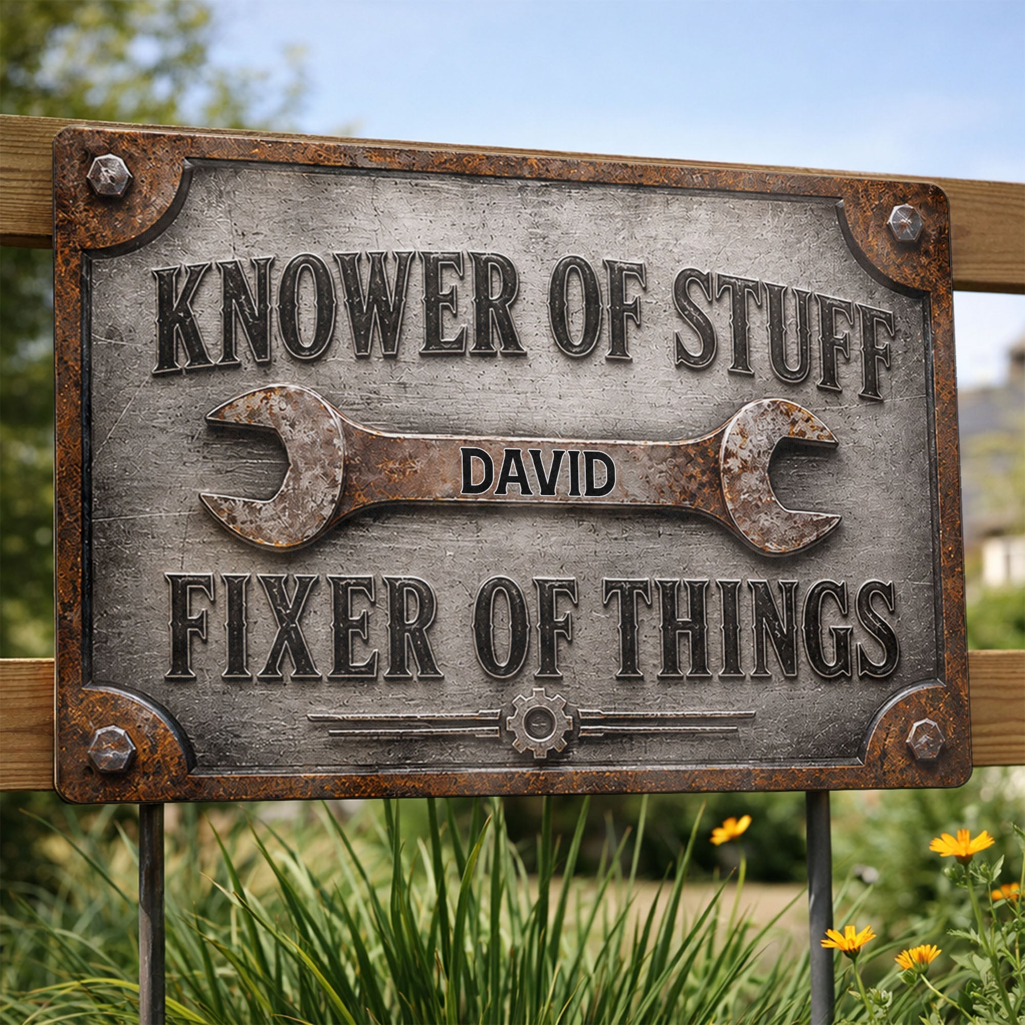 Personalized Metal Sign Custom Name Handyman Decor Gift for Dad