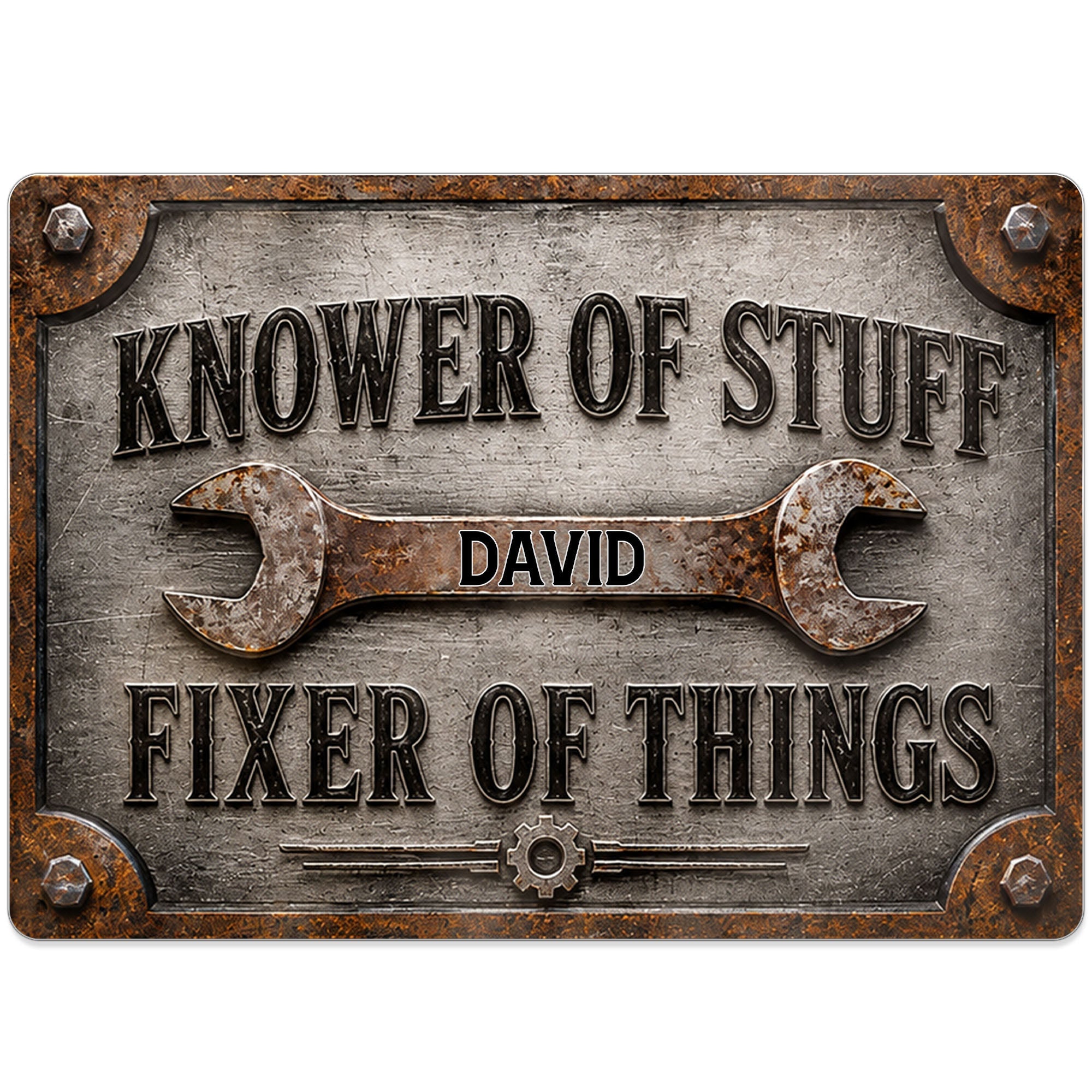 Personalized Metal Sign Custom Name Handyman Decor Gift for Dad