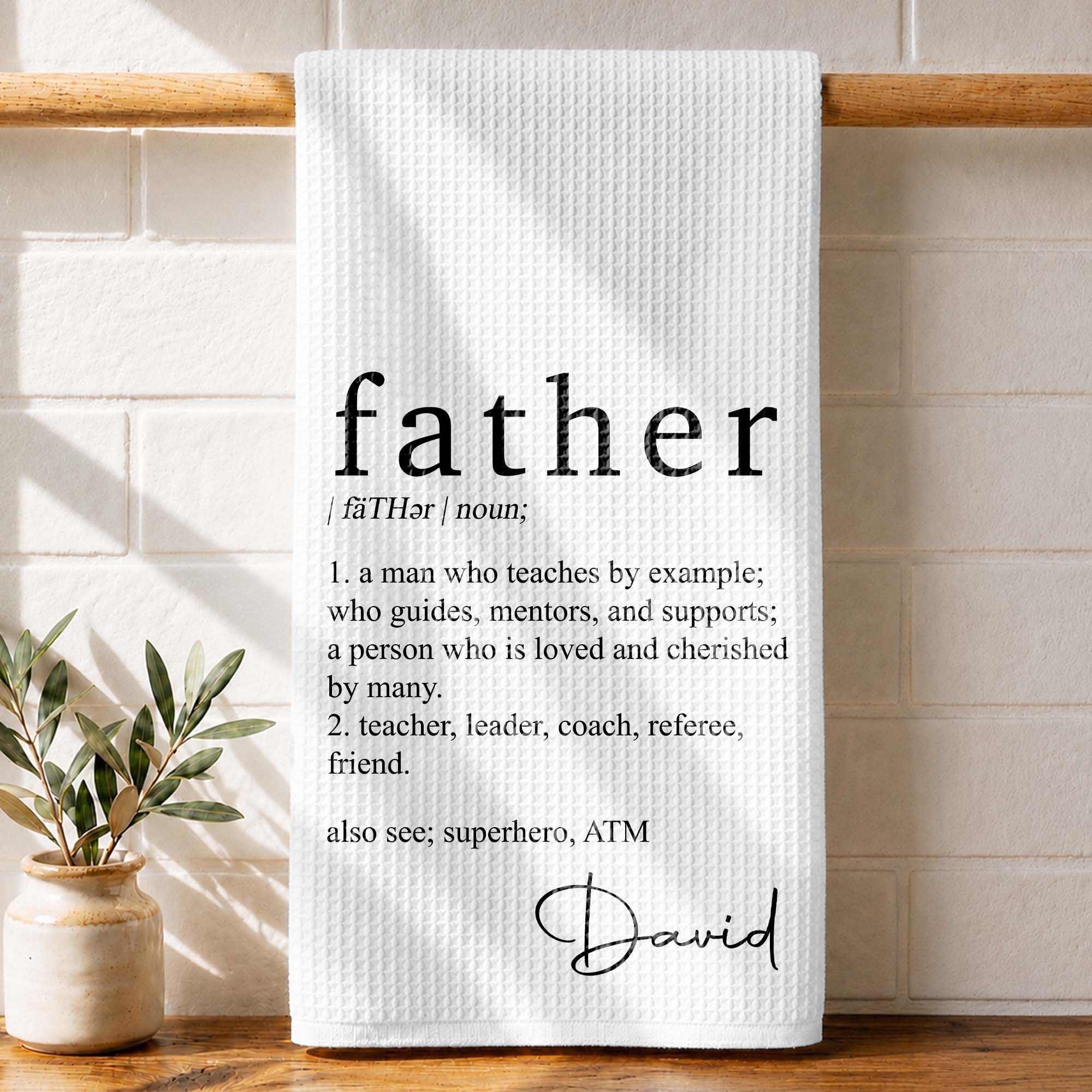 Personalized Kitchen Towel Custom Definition Gift for Dad