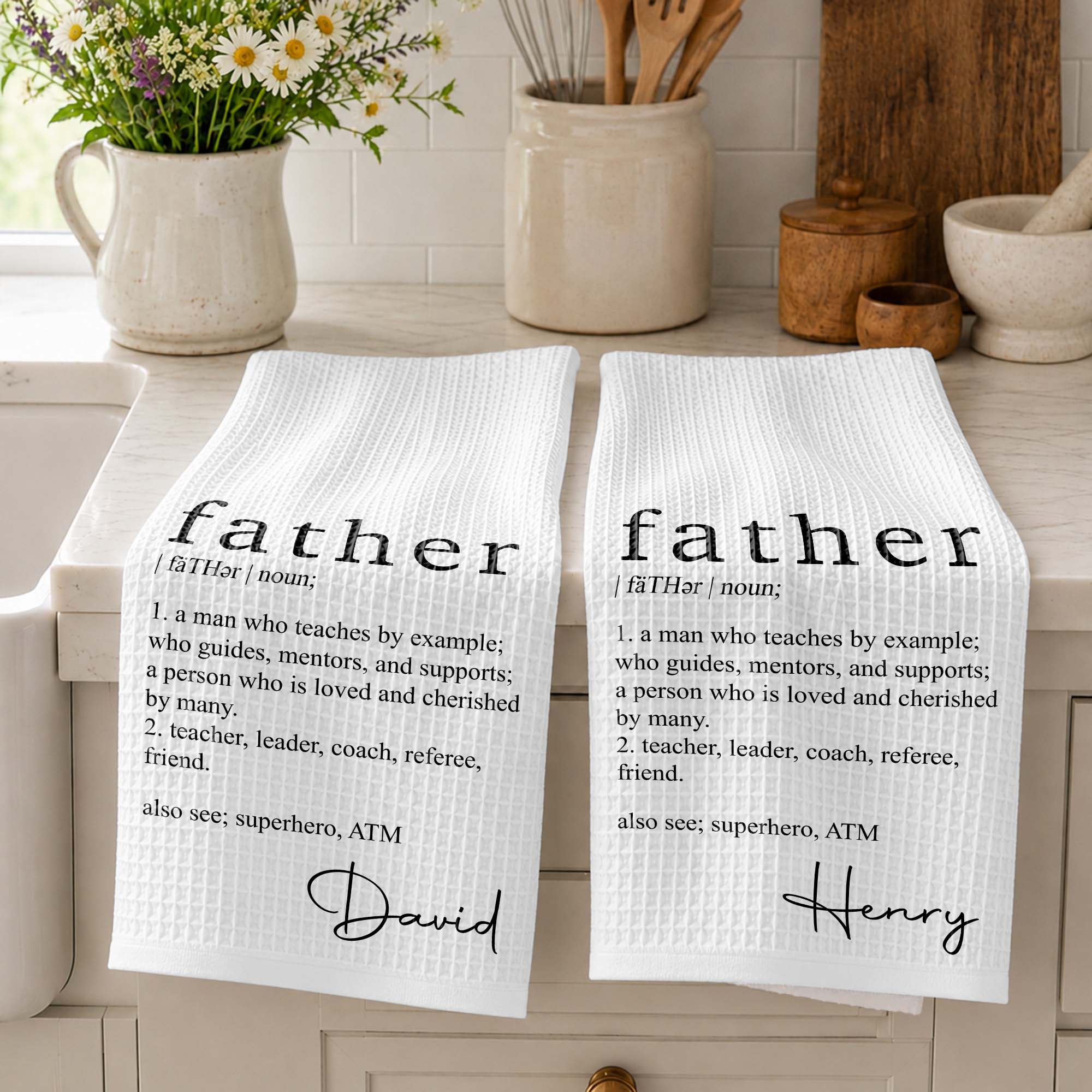 Personalized Kitchen Towel Custom Definition Gift for Dad