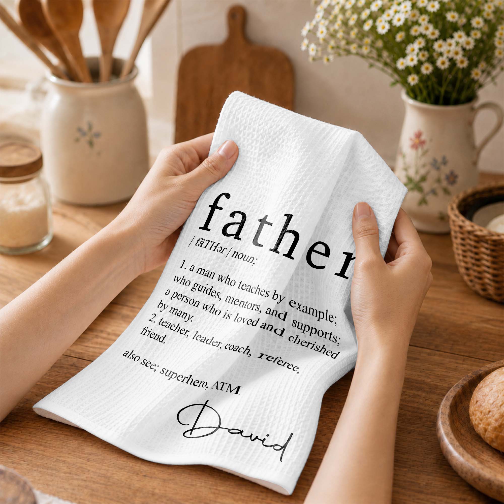 Personalized Kitchen Towel Custom Definition Gift for Dad