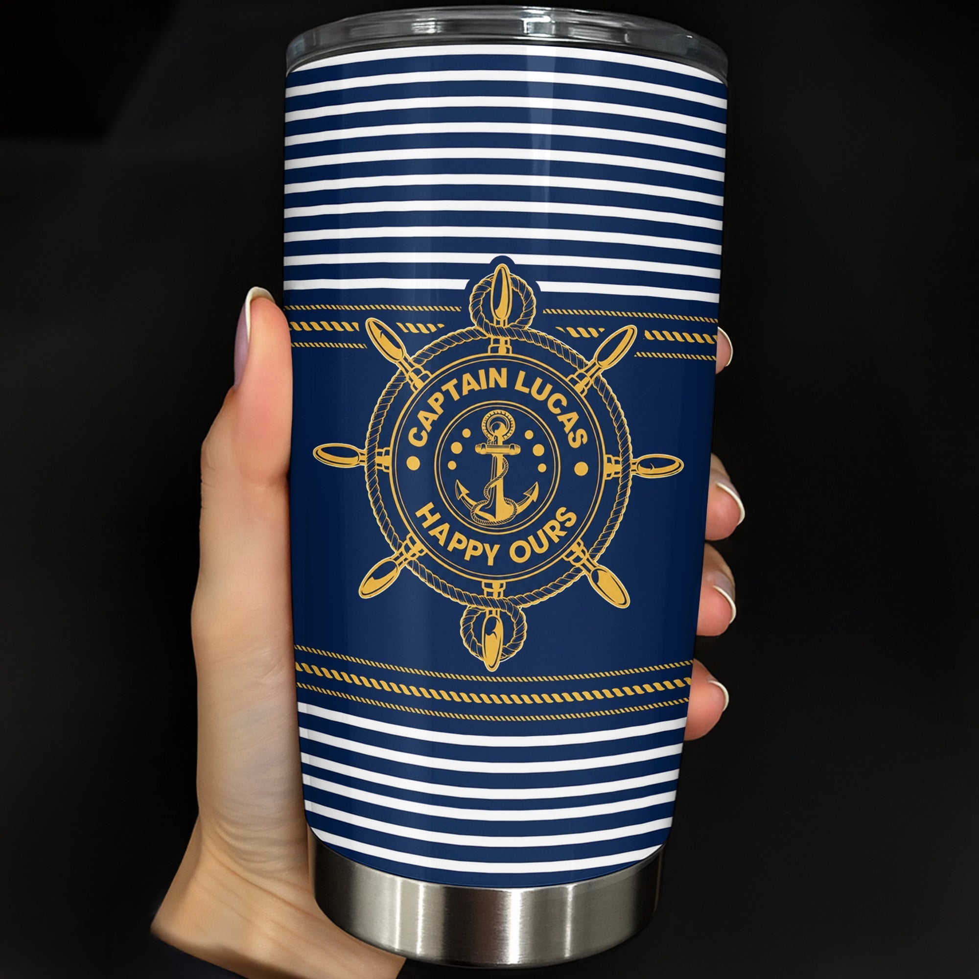 Personalized Nautical 20oz Tumbler Custom Name Gift for Dad