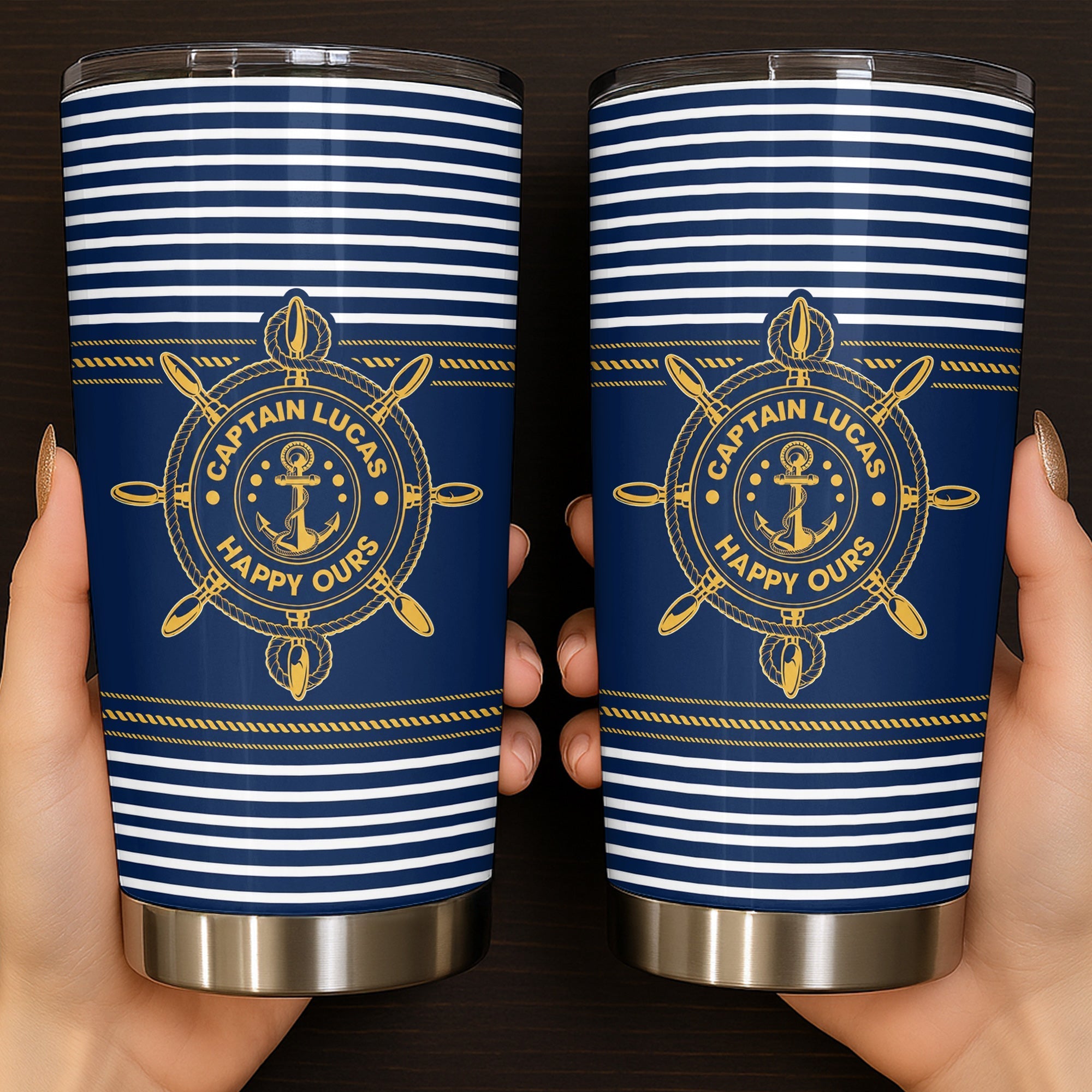 Personalized Nautical 20oz Tumbler Custom Name Gift for Dad
