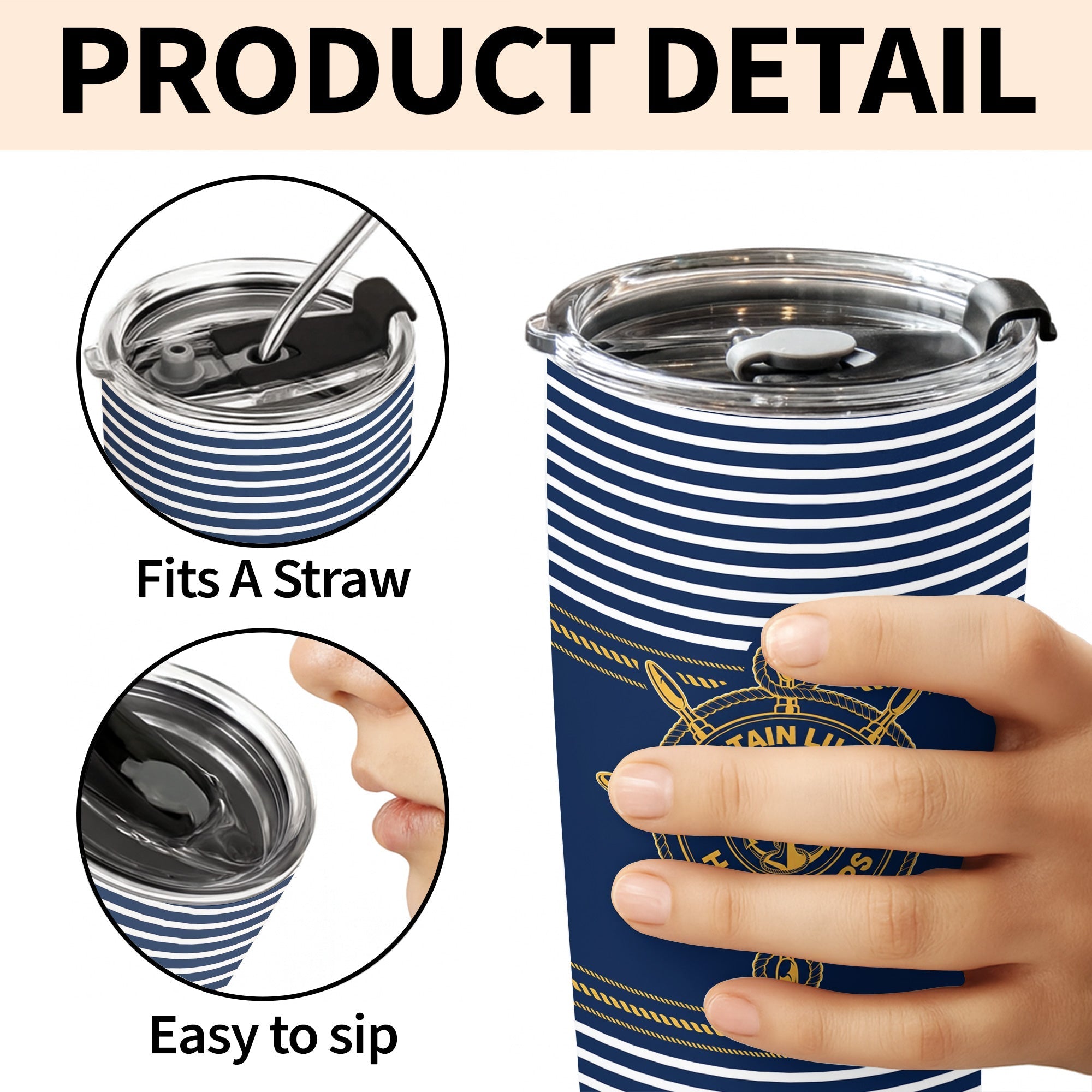 Personalized Nautical 20oz Tumbler Custom Name Gift for Dad
