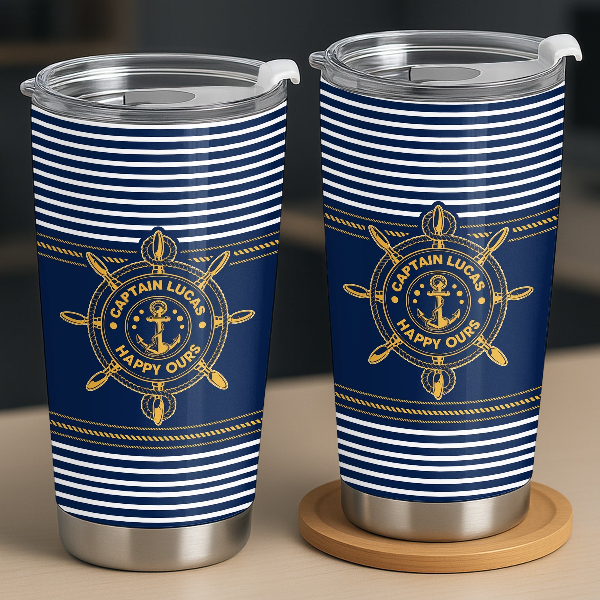 Personalized Nautical 20oz Tumbler Custom Name Gift for Dad