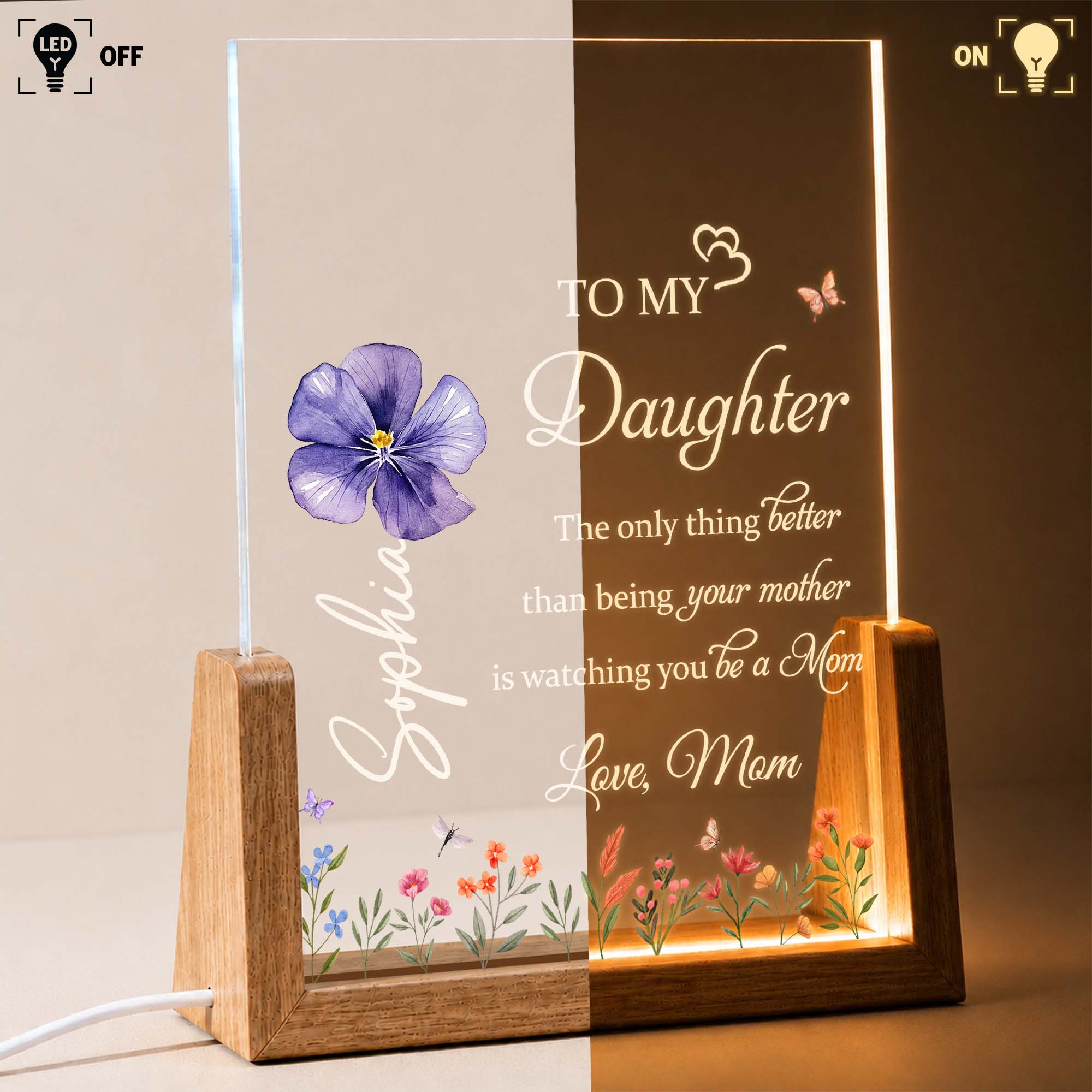 Personalized Acrylic Night Light Custom Name Gift for Daughter