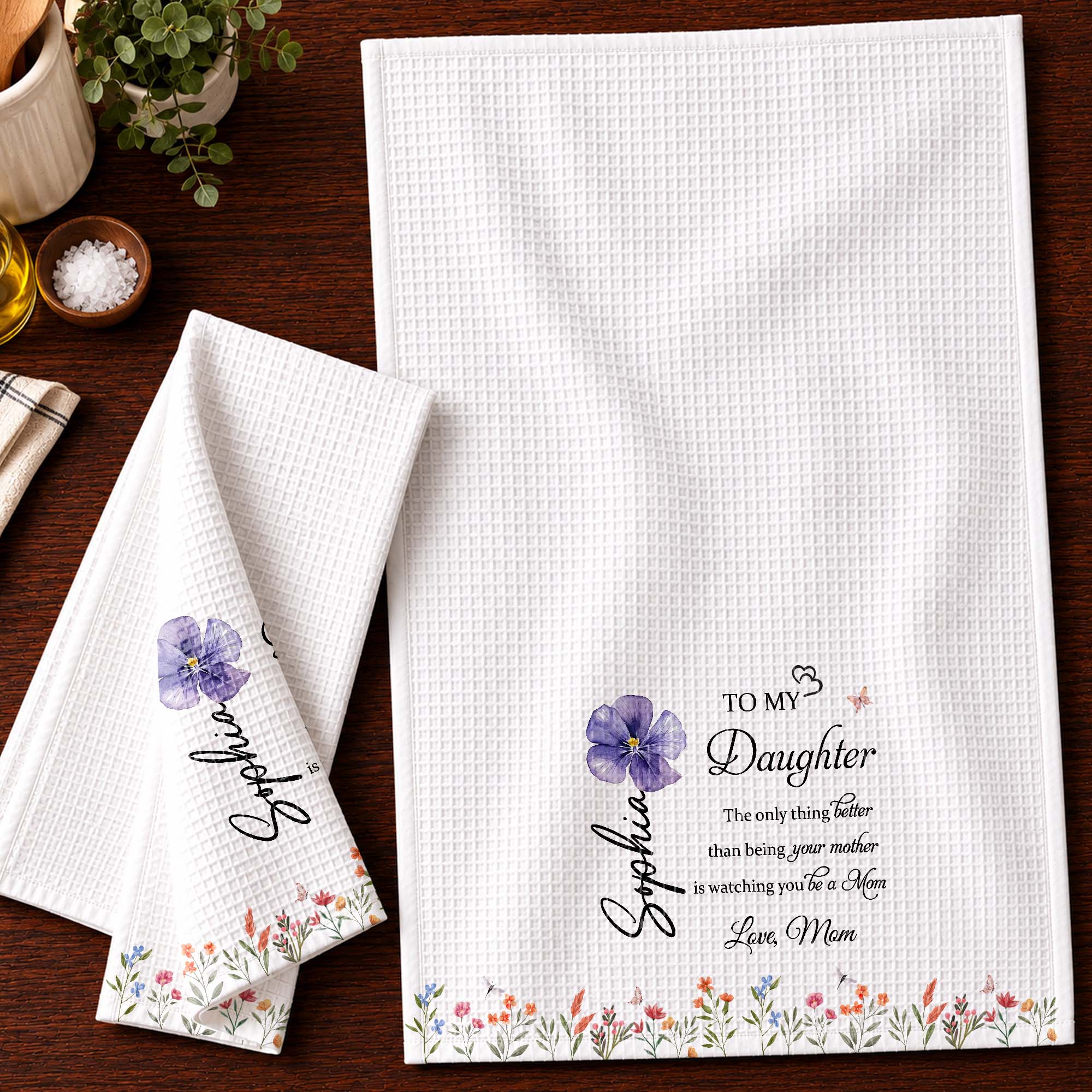Personalized Kitchen Towel Custom Name Gift for Daughter
