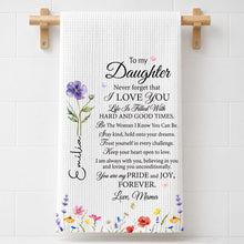 Load image into Gallery viewer, Personalized Kitchen Towel Birth Month Flowers for Daughter Gift
