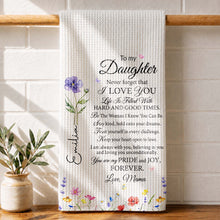 Load image into Gallery viewer, Personalized Kitchen Towel Birth Month Flowers for Daughter Gift
