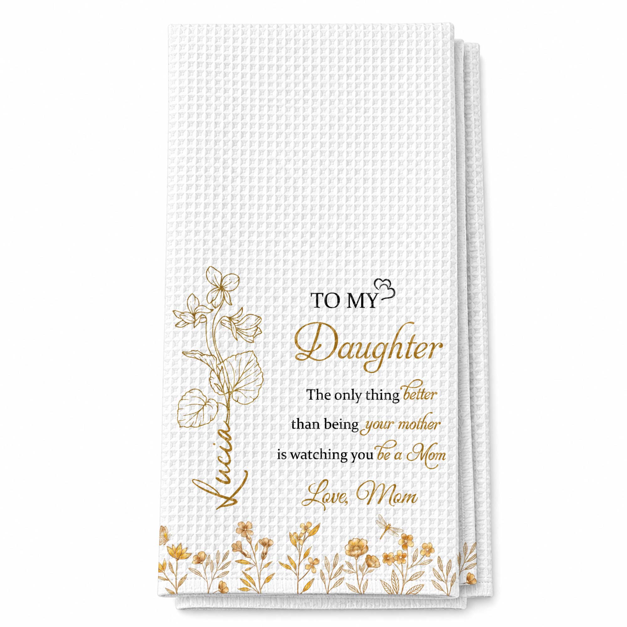 Personalized Kitchen Towel for Daughter Birth Month Flowers Gift