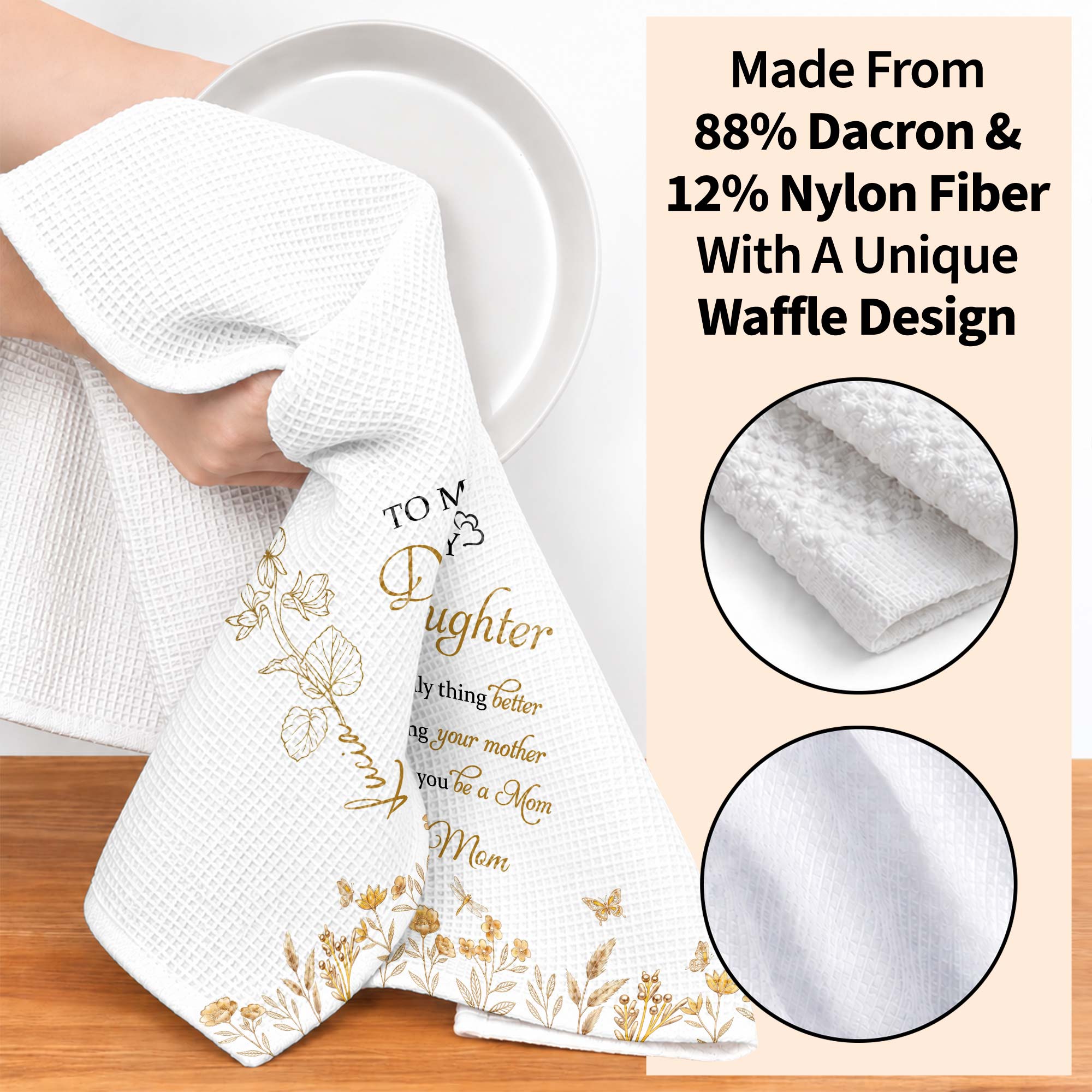 Personalized Kitchen Towel for Daughter Birth Month Flowers Gift