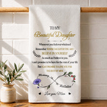 Load image into Gallery viewer, Personalized Kitchen Towel Custom Birth Month Flowers Gift for Daughter
